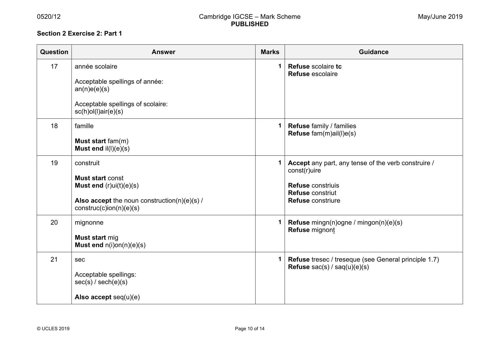 Mark scheme, page 10 of 14