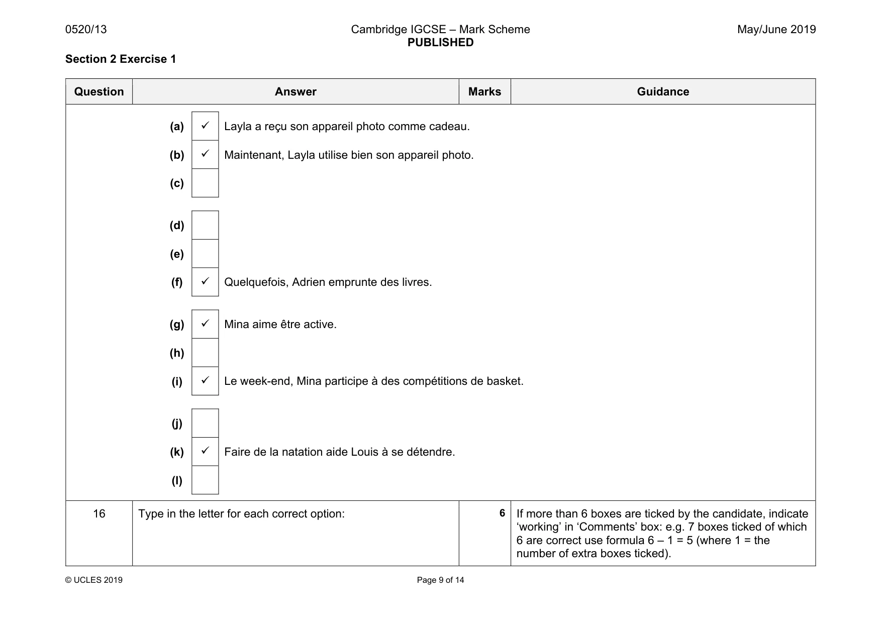Mark scheme, page 9 of 14