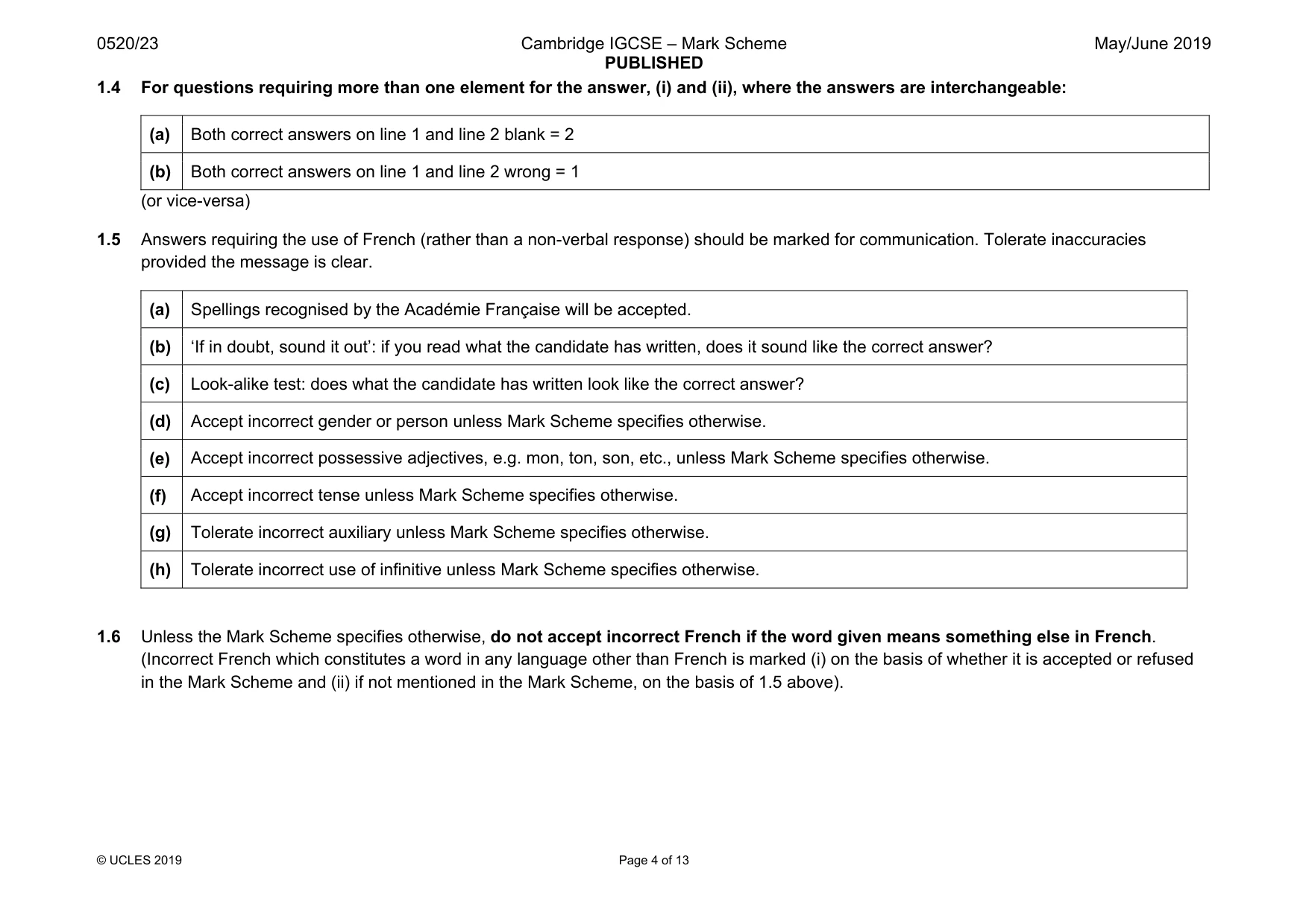 Mark scheme, page 4 of 13