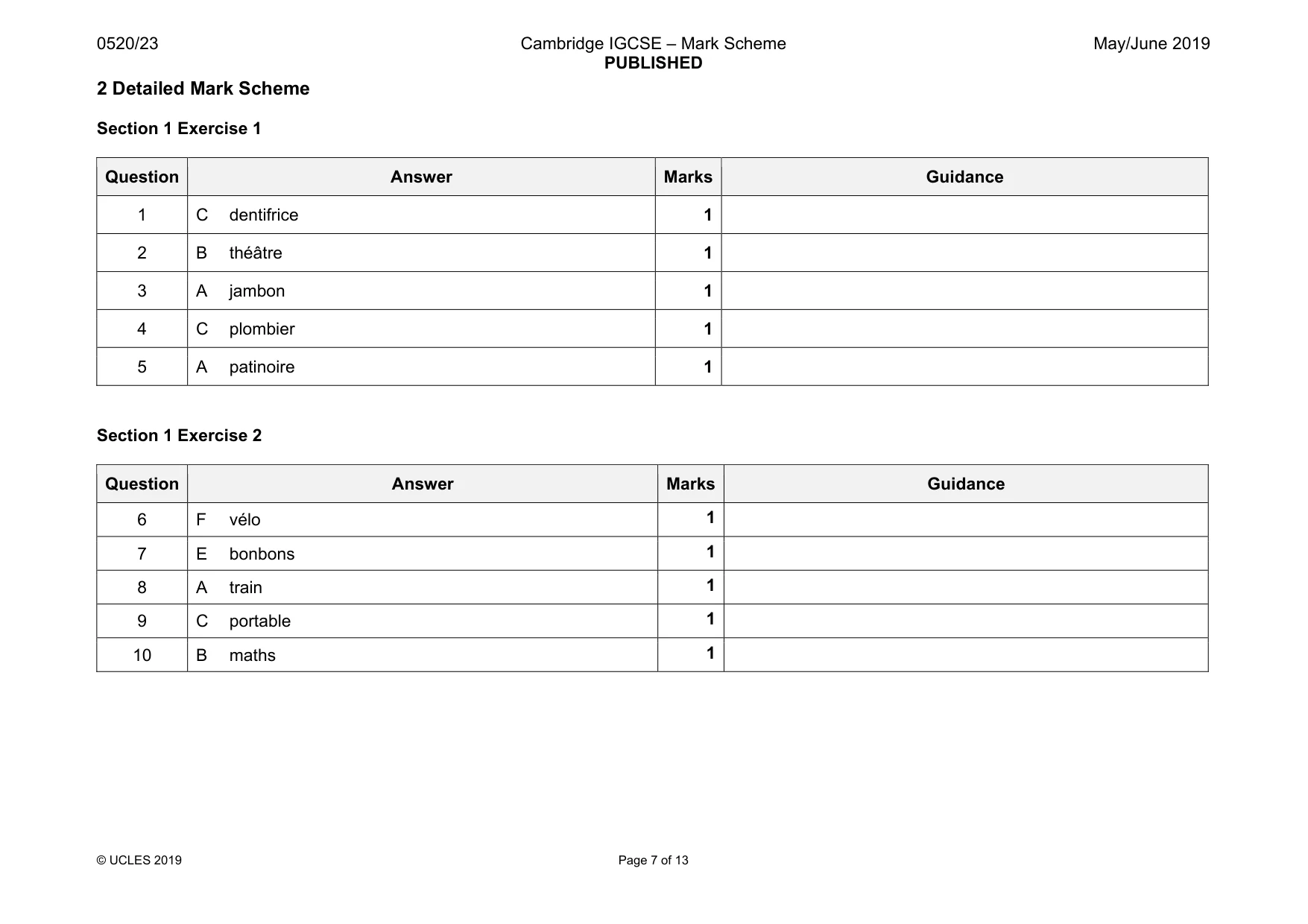 Mark scheme, page 7 of 13