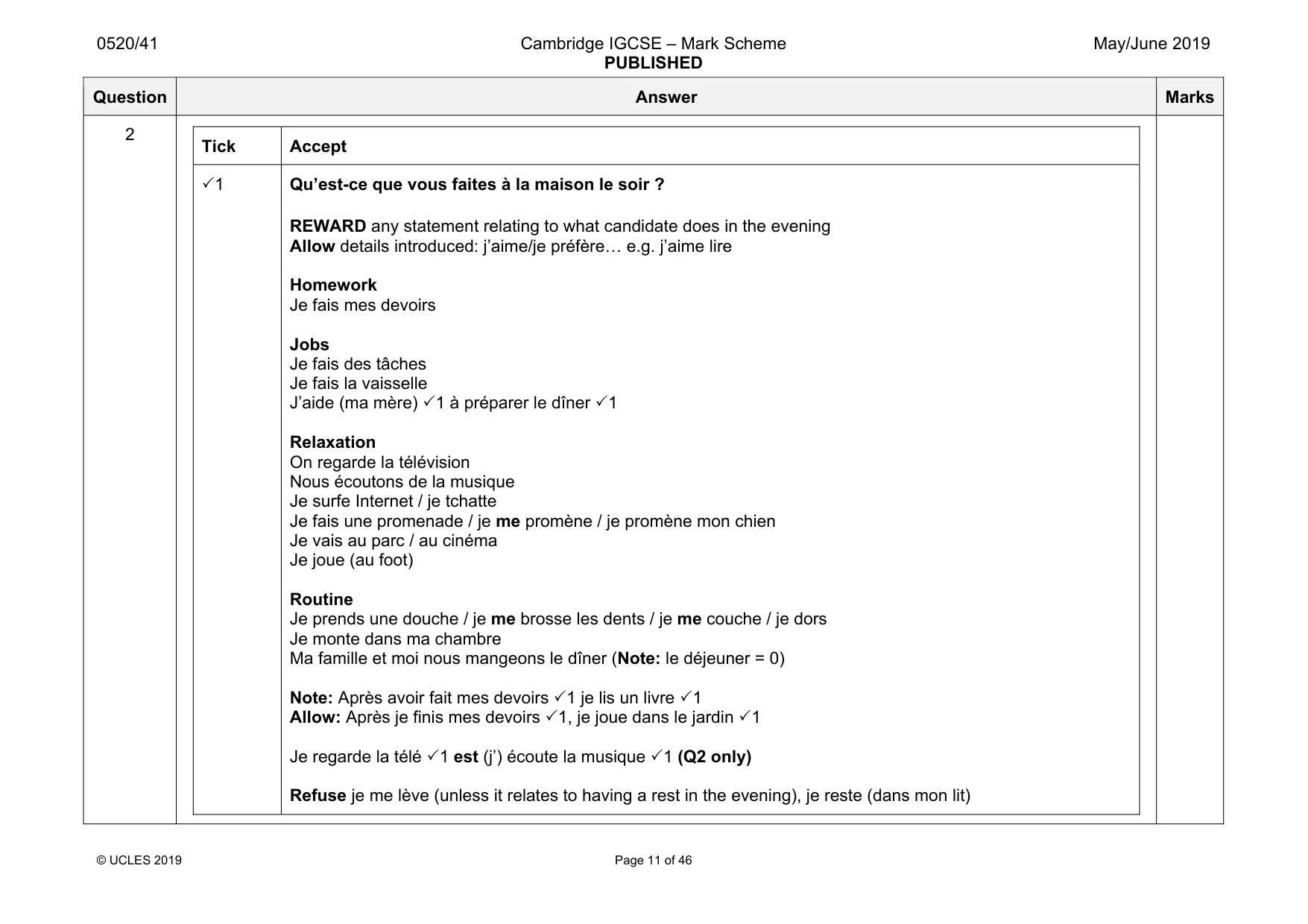 Mark scheme, page 11 of 46