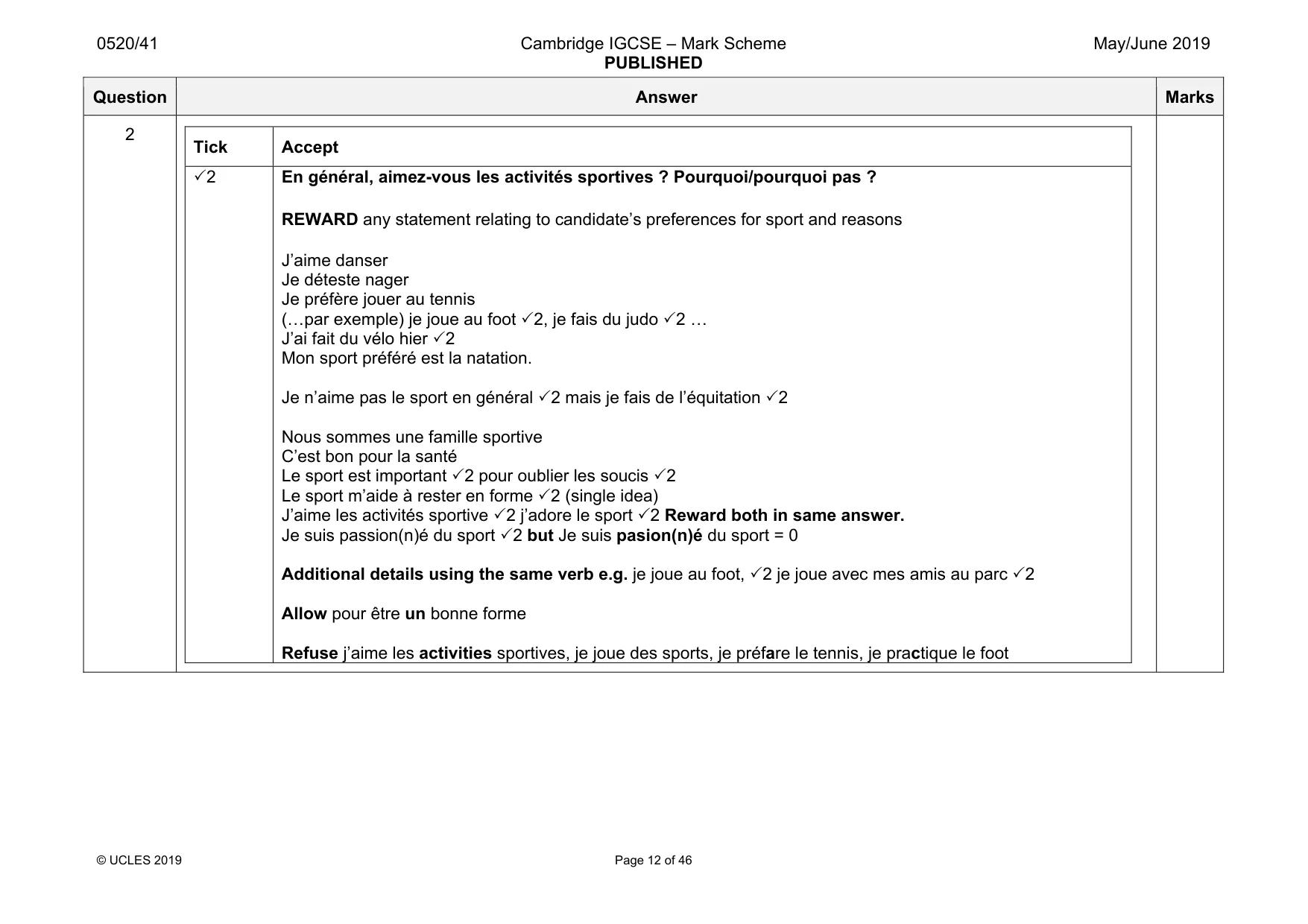 Mark scheme, page 12 of 46