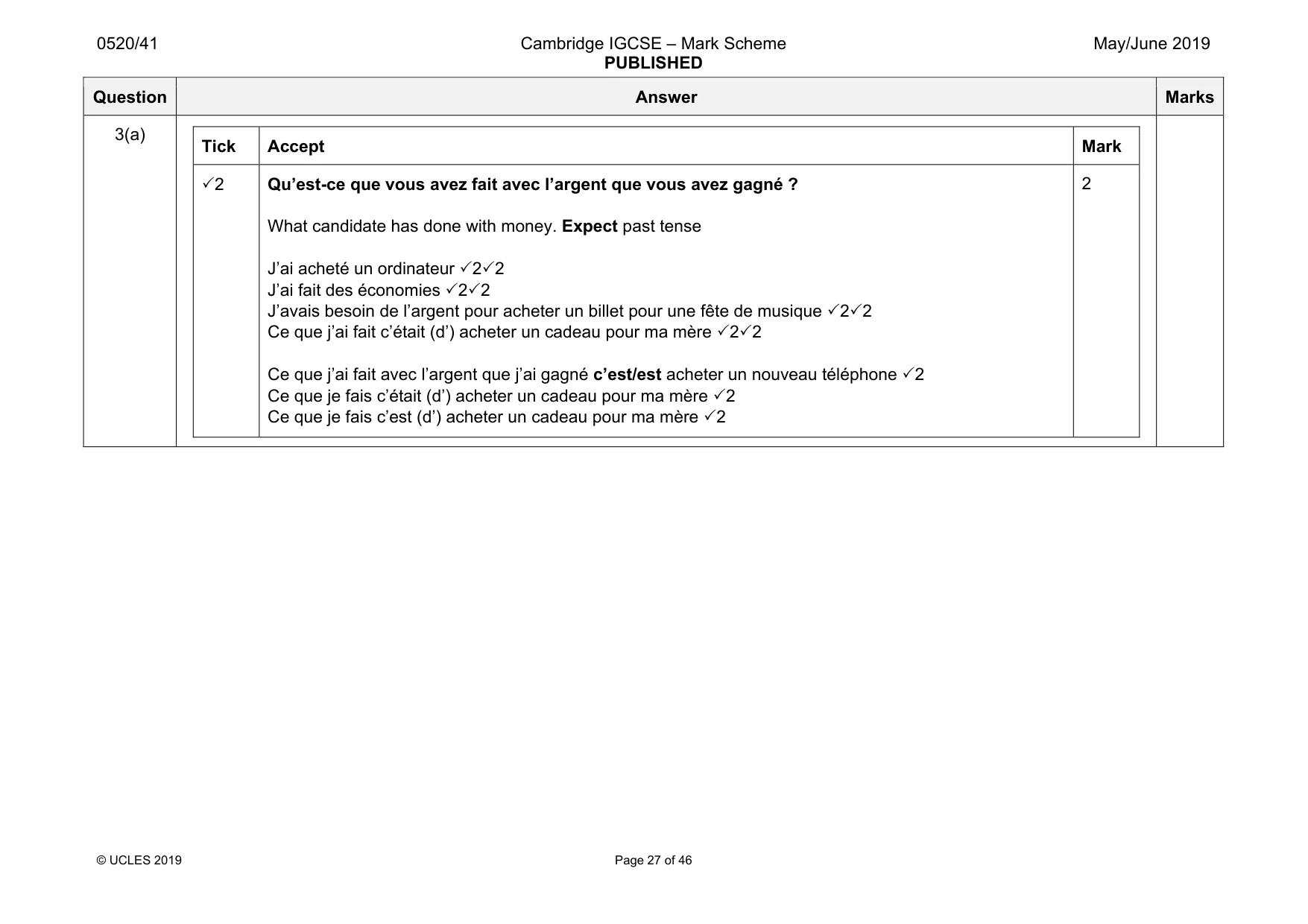 Mark scheme, page 27 of 46