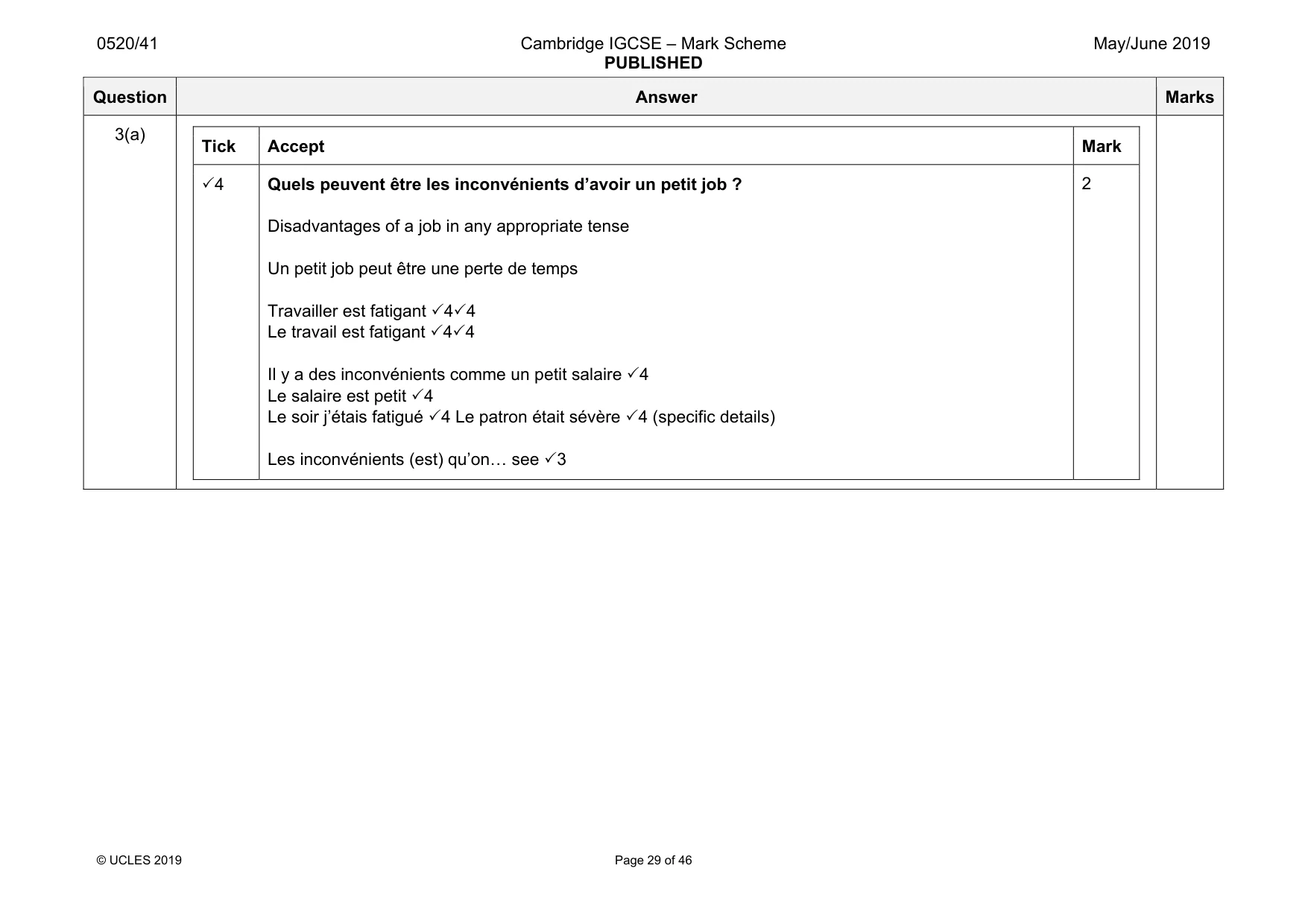 Mark scheme, page 29 of 46
