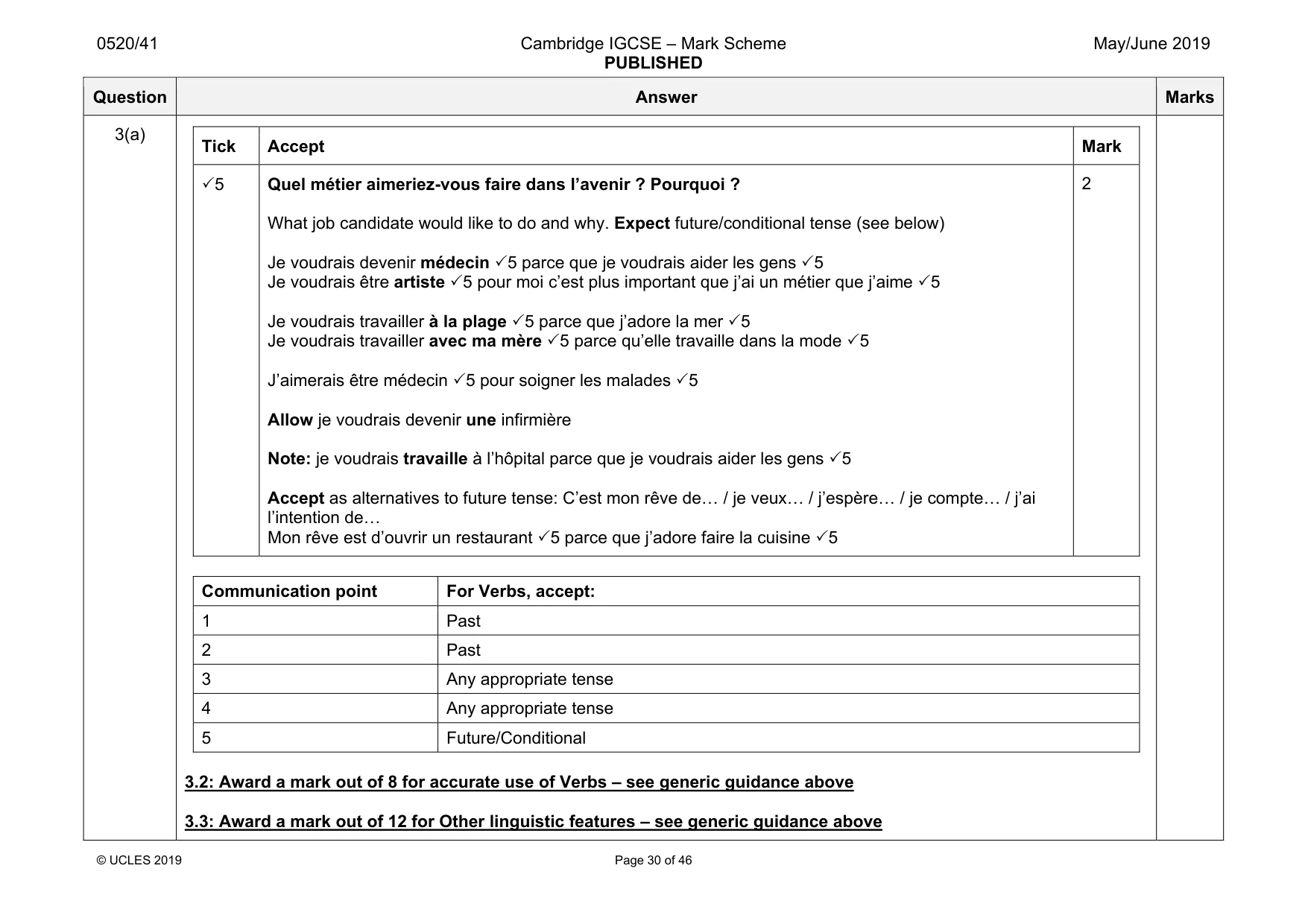 Mark scheme, page 30 of 46