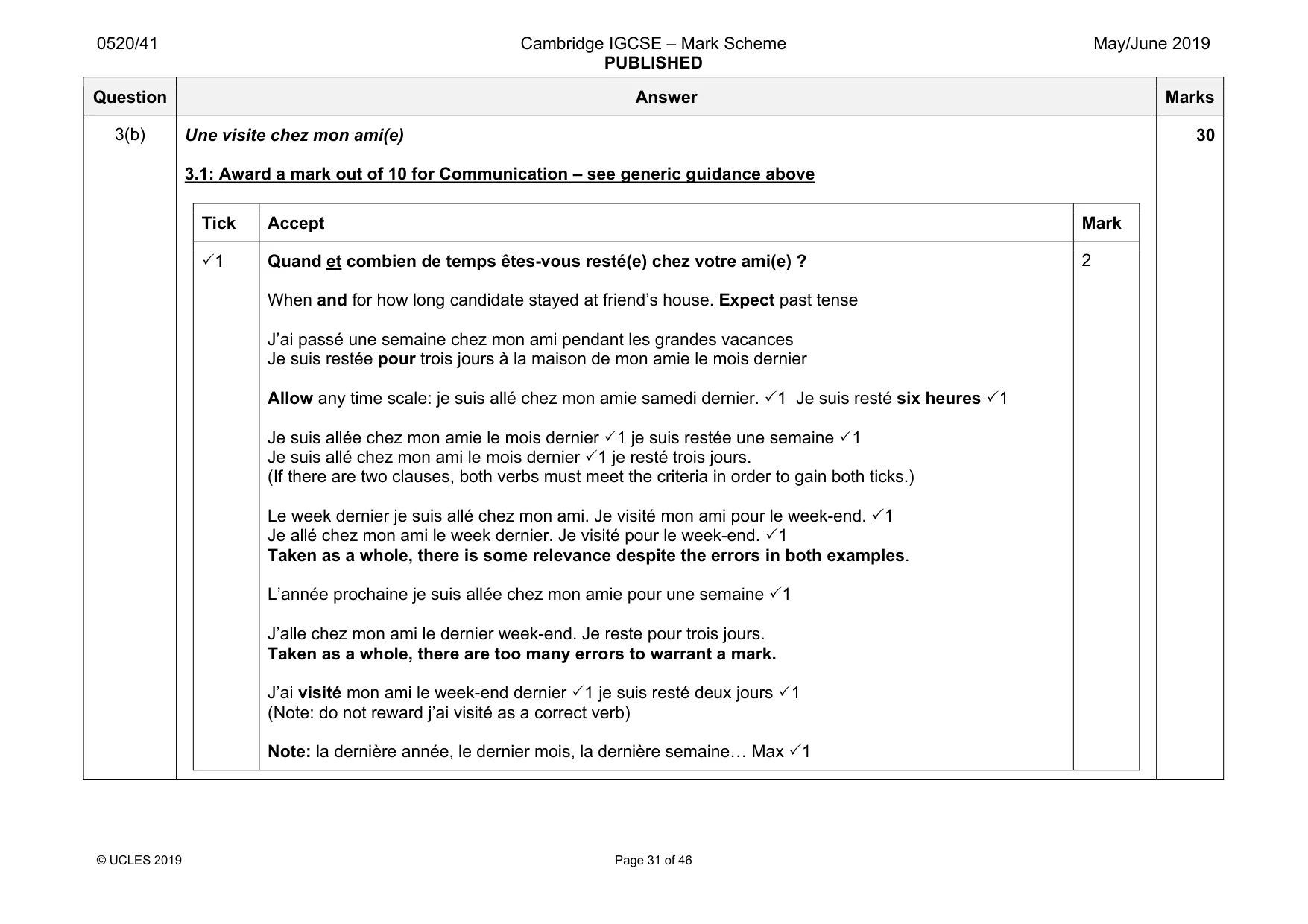 Mark scheme, page 31 of 46