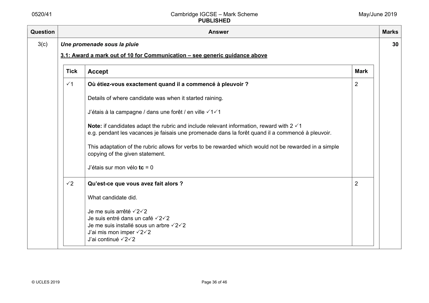 Mark scheme, page 36 of 46