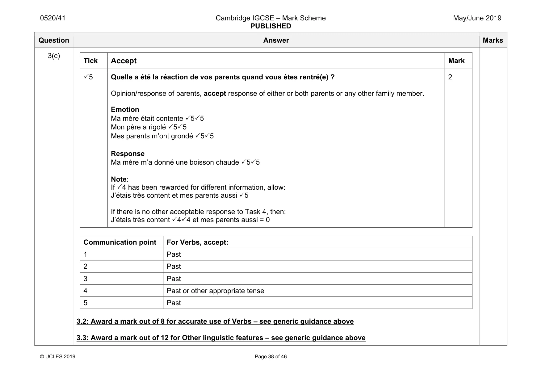 Mark scheme, page 38 of 46