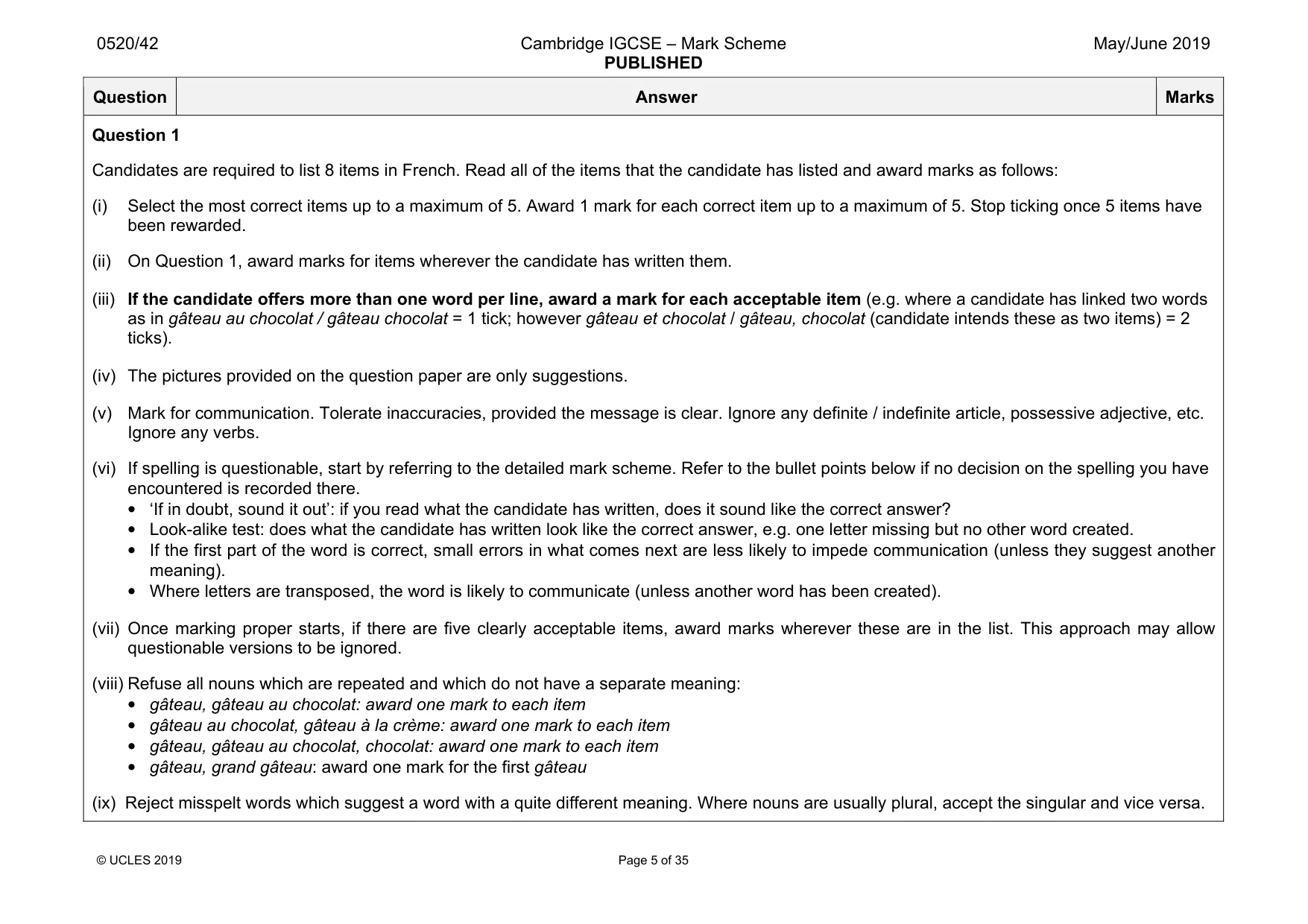 Mark scheme, page 5 of 35