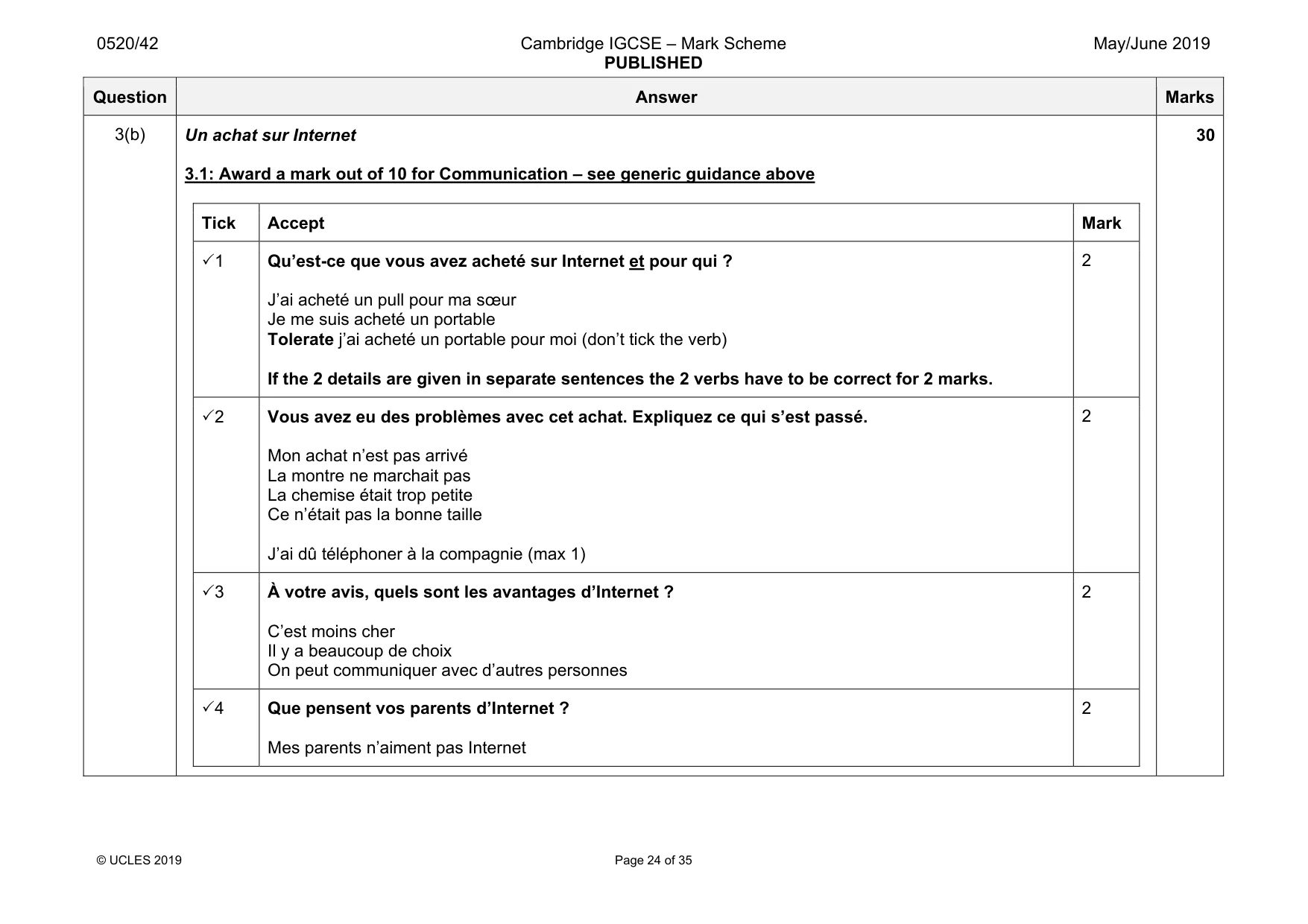 Mark scheme, page 24 of 35