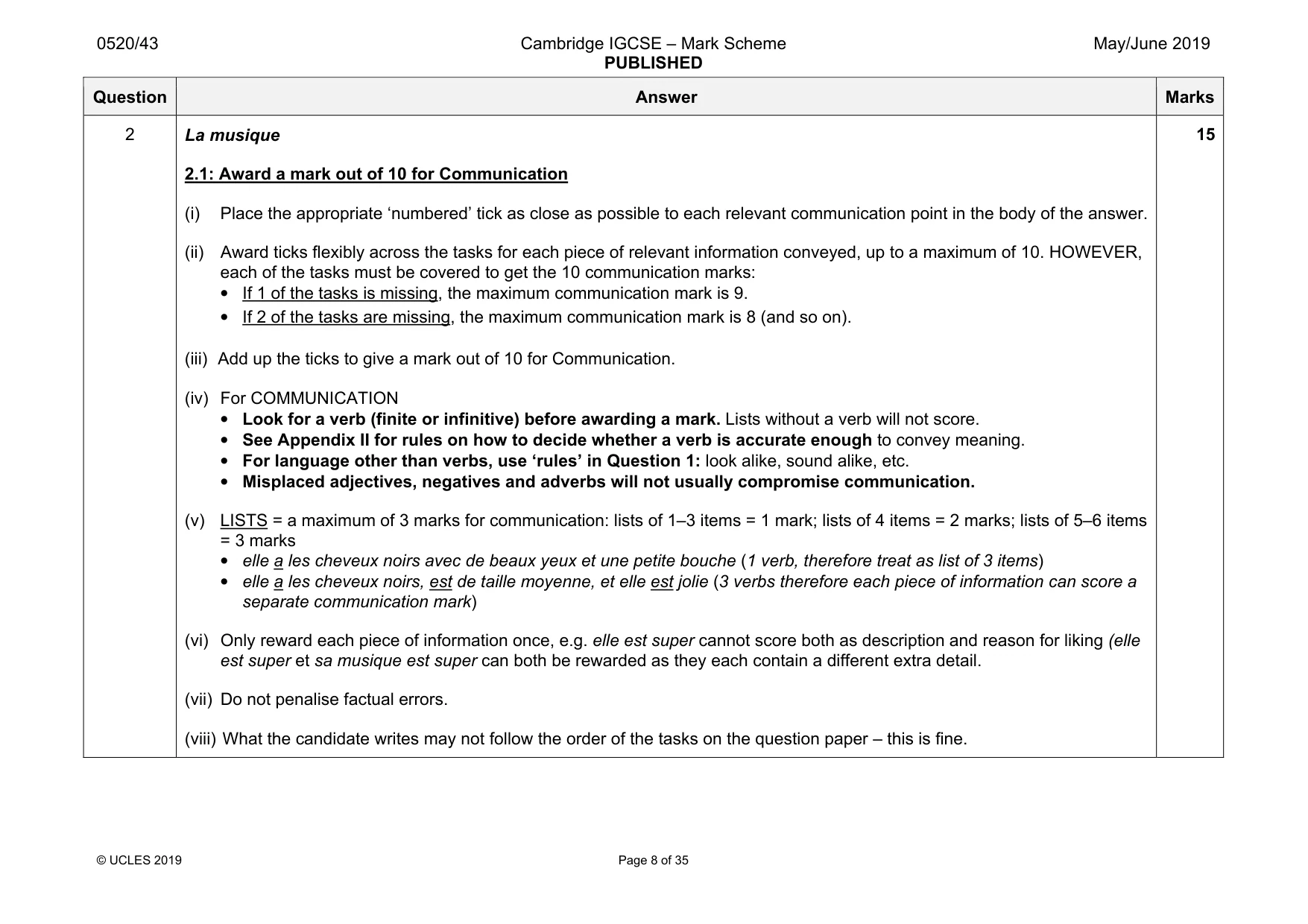 Mark scheme, page 8 of 35
