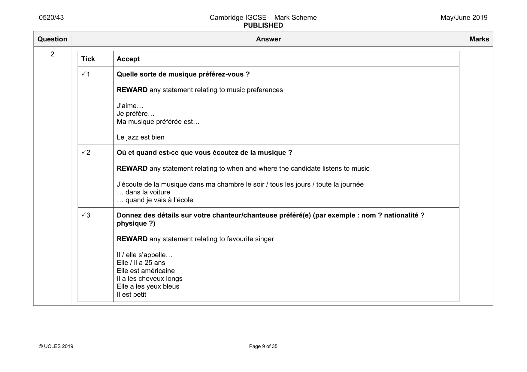 Mark scheme, page 9 of 35