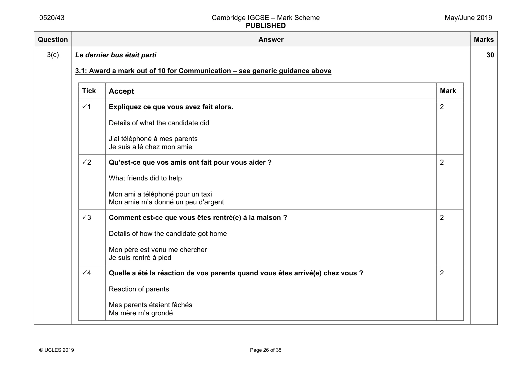 Mark scheme, page 26 of 35