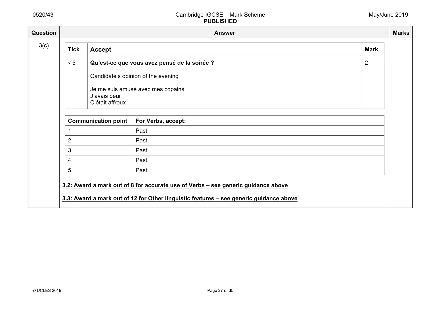 Mark scheme, page 27 of 35