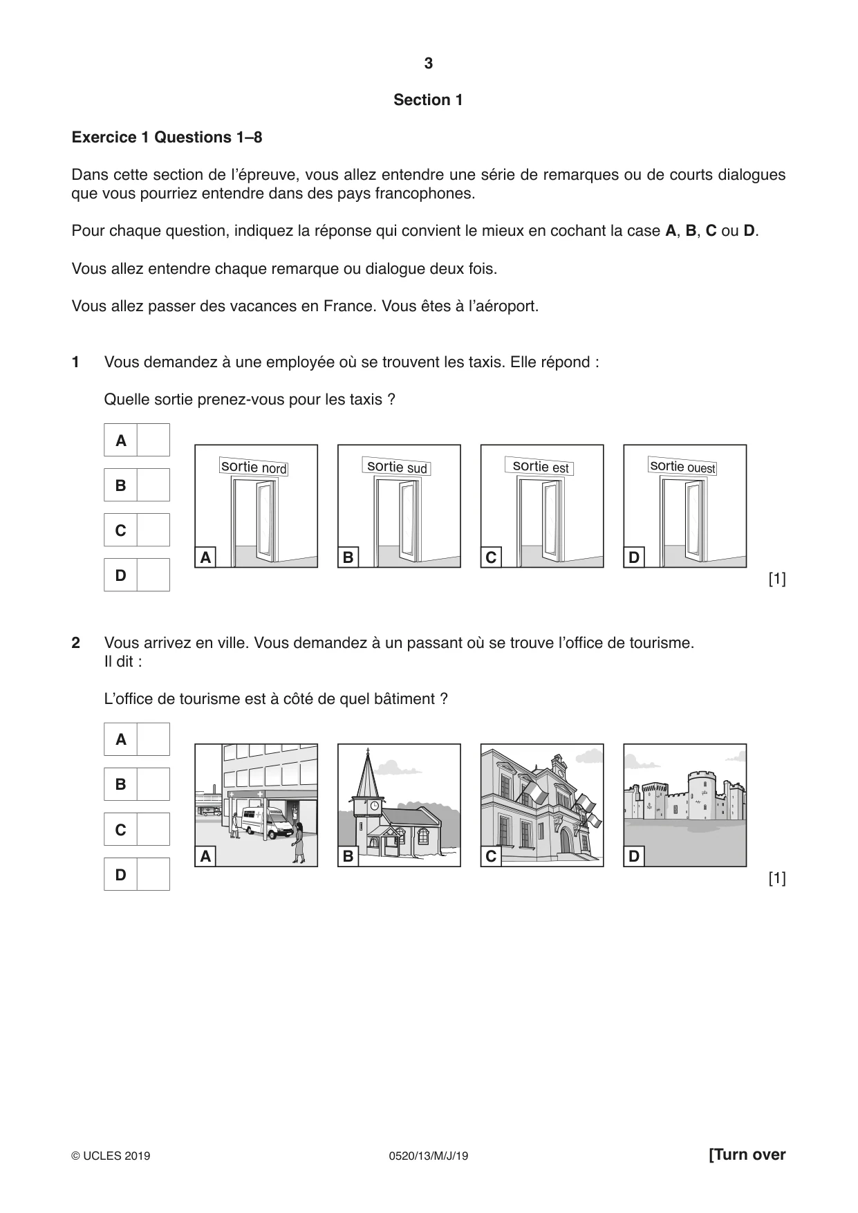 Cambridge IGCSE French - Foreign Language 0520 2019 May/June Paper 1 · Variant 3 question paper, page 3 of 12