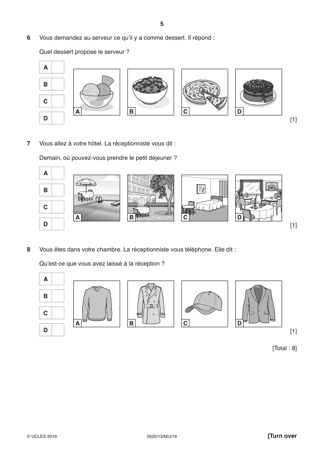 Cambridge IGCSE French - Foreign Language 0520 2019 May/June Paper 1 · Variant 3 question paper, page 5 of 12