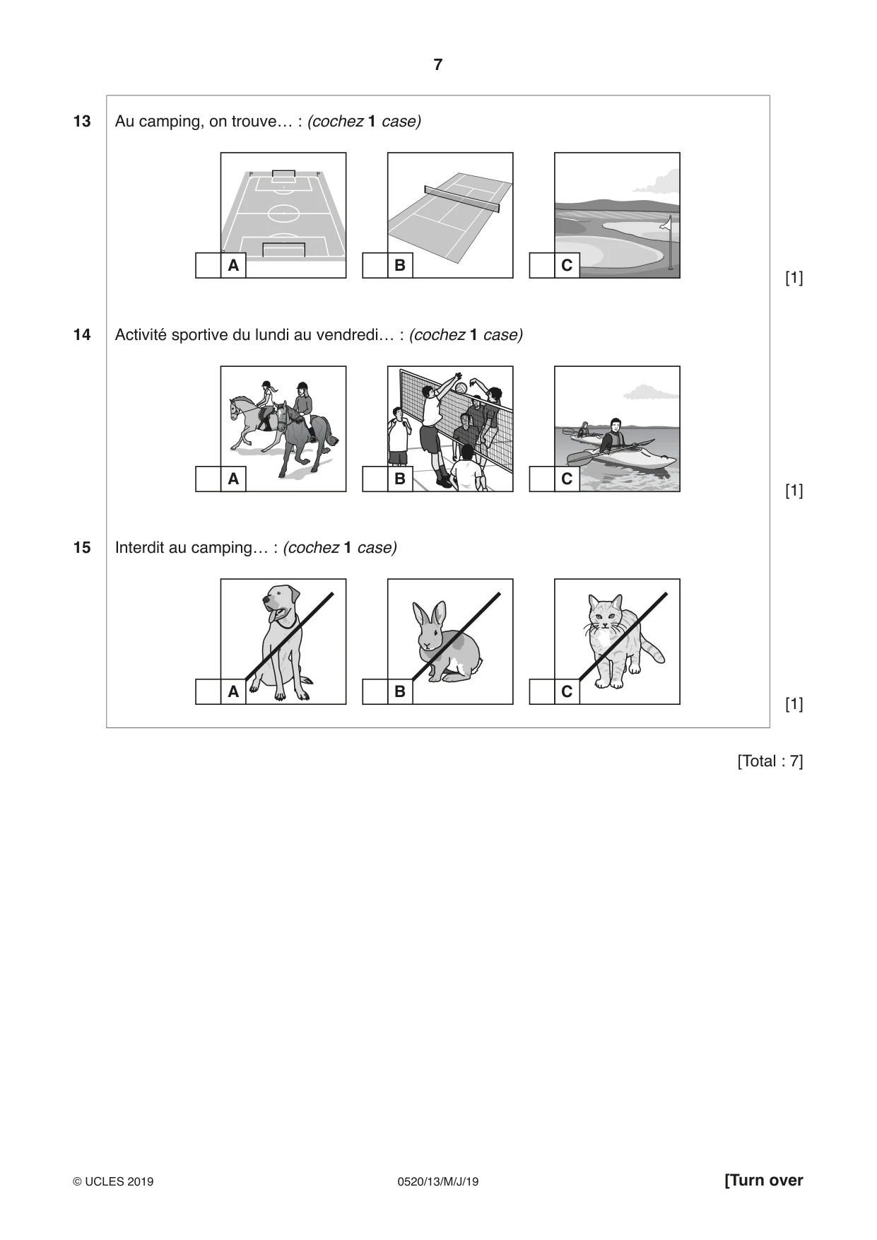 Cambridge IGCSE French - Foreign Language 0520 2019 May/June Paper 1 · Variant 3 question paper, page 7 of 12
