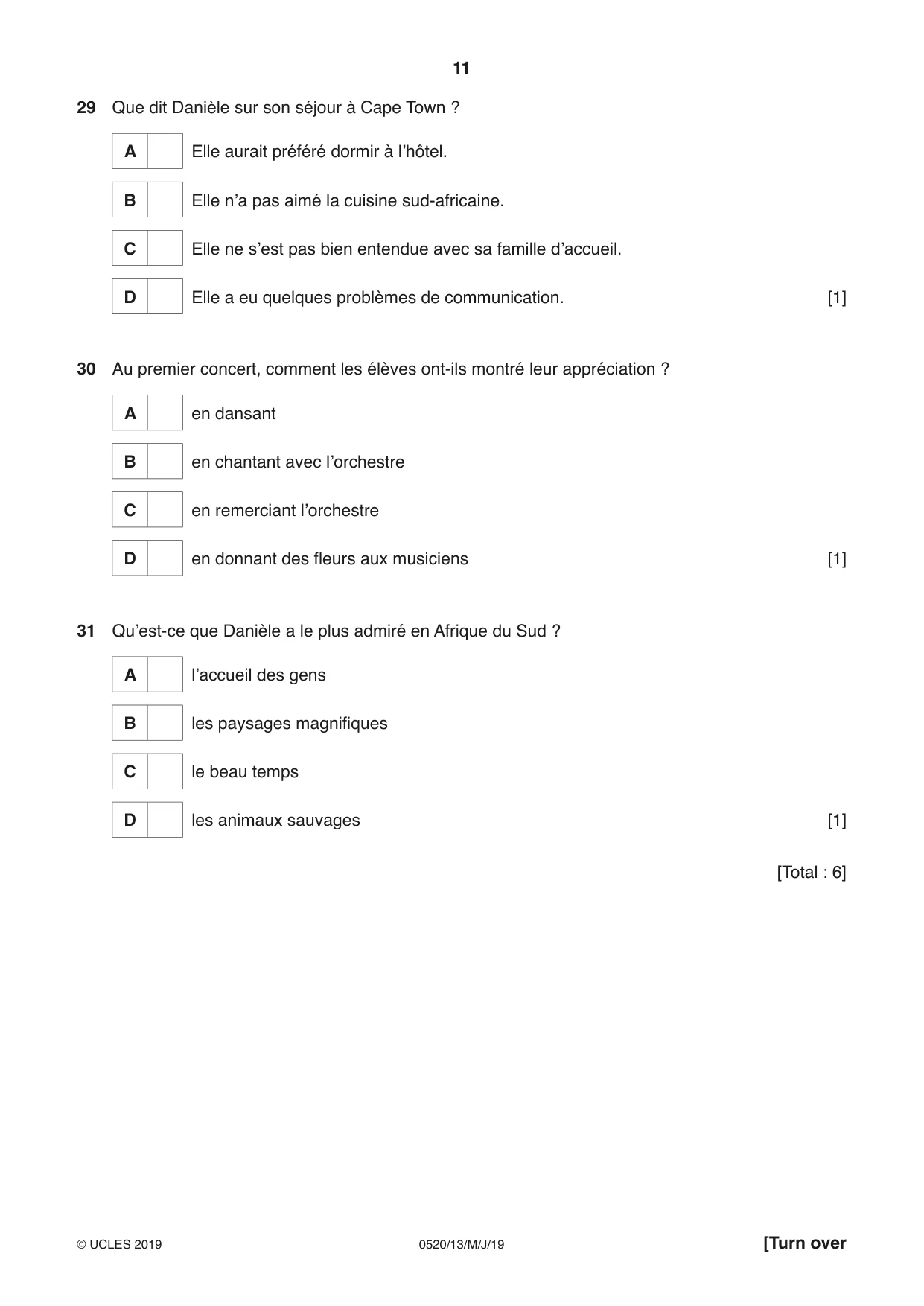 Cambridge IGCSE French - Foreign Language 0520 2019 May/June Paper 1 · Variant 3 question paper, page 11 of 12