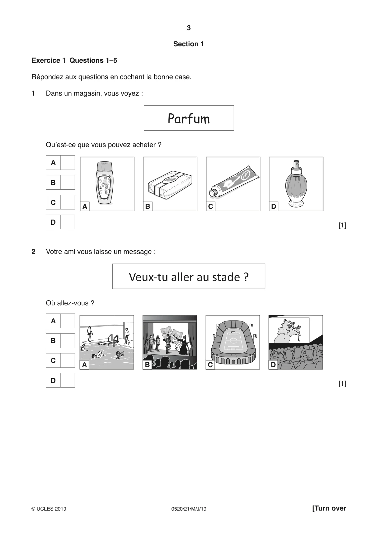 Cambridge IGCSE French - Foreign Language 0520 2019 May/June Paper 2 · Variant 1 question paper, page 3 of 16