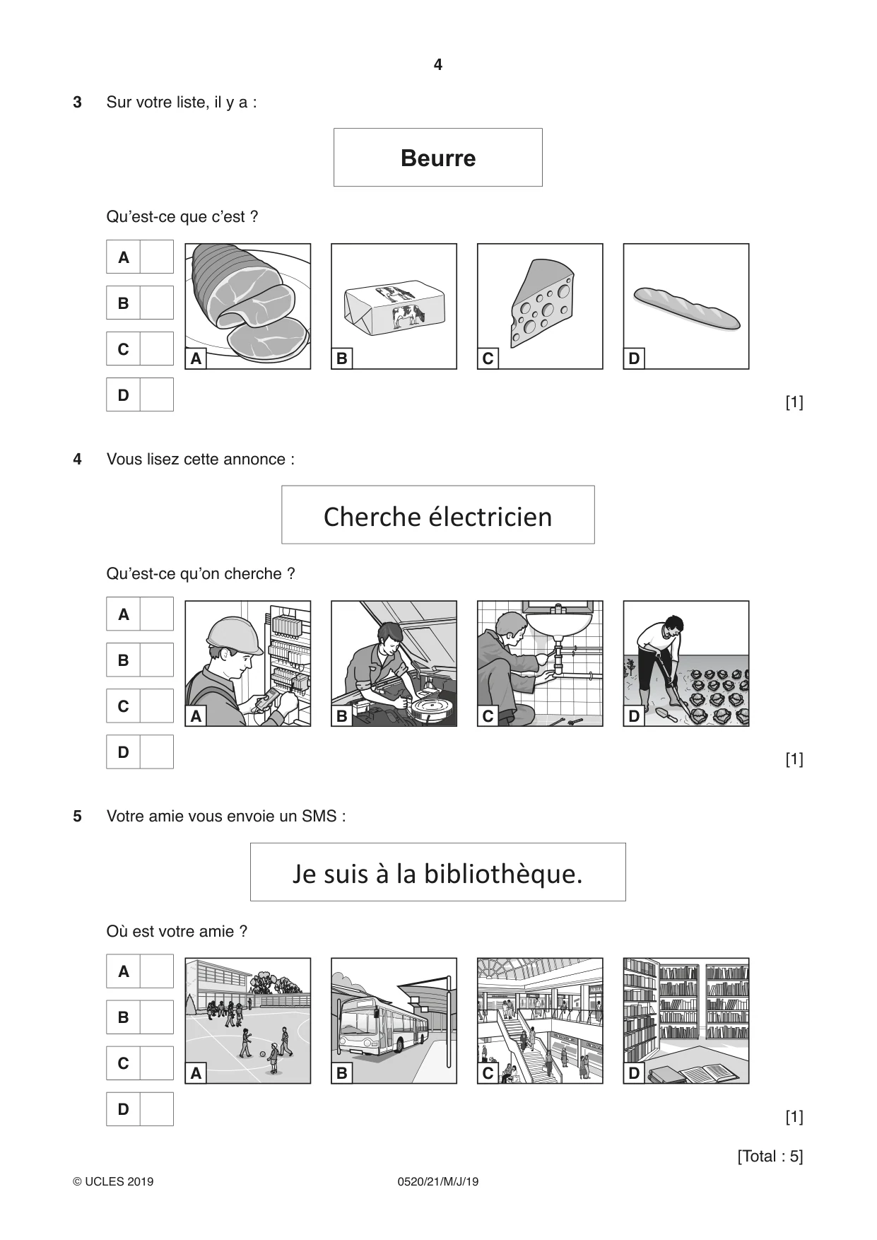 Cambridge IGCSE French - Foreign Language 0520 2019 May/June Paper 2 · Variant 1 question paper, page 4 of 16