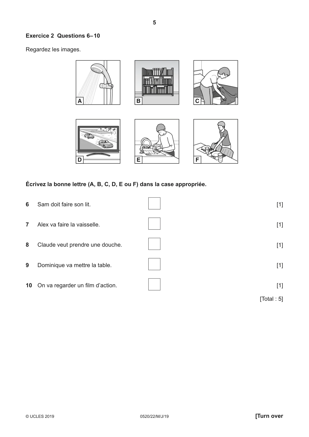 Cambridge IGCSE French - Foreign Language 0520 2019 May/June Paper 2 · Variant 2 question paper, page 5 of 16
