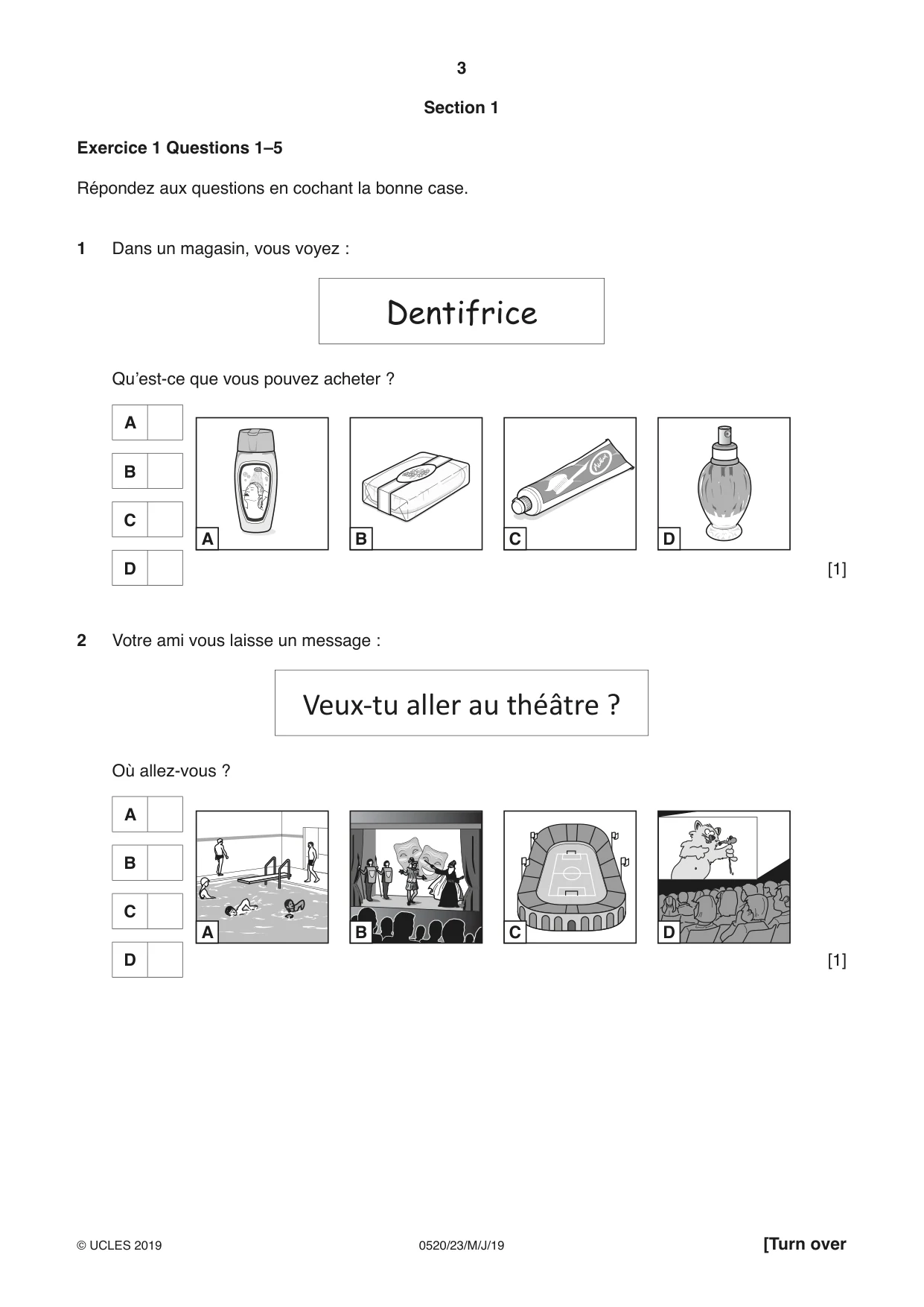 Cambridge IGCSE French - Foreign Language 0520 2019 May/June Paper 2 · Variant 3 question paper, page 3 of 16