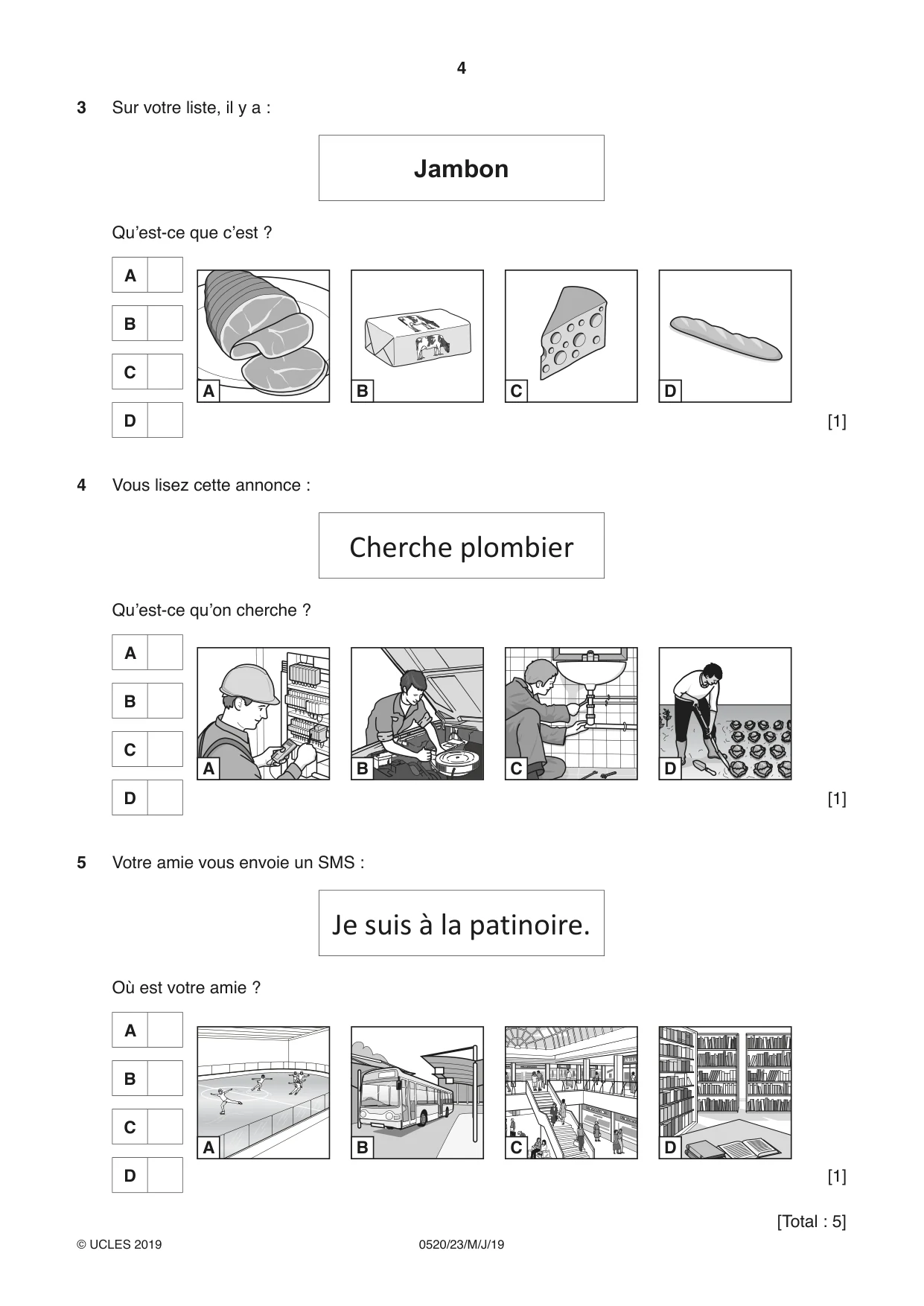 Cambridge IGCSE French - Foreign Language 0520 2019 May/June Paper 2 · Variant 3 question paper, page 4 of 16