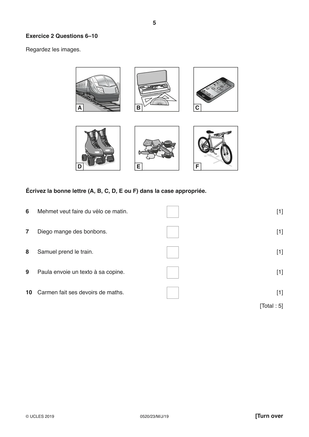 Cambridge IGCSE French - Foreign Language 0520 2019 May/June Paper 2 · Variant 3 question paper, page 5 of 16