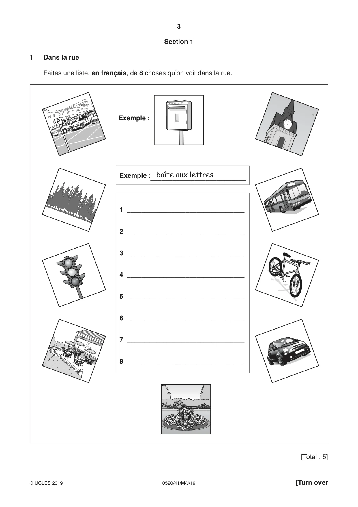 Cambridge IGCSE French - Foreign Language 0520 2019 May/June Paper 4 · Variant 1 question paper, page 3 of 8