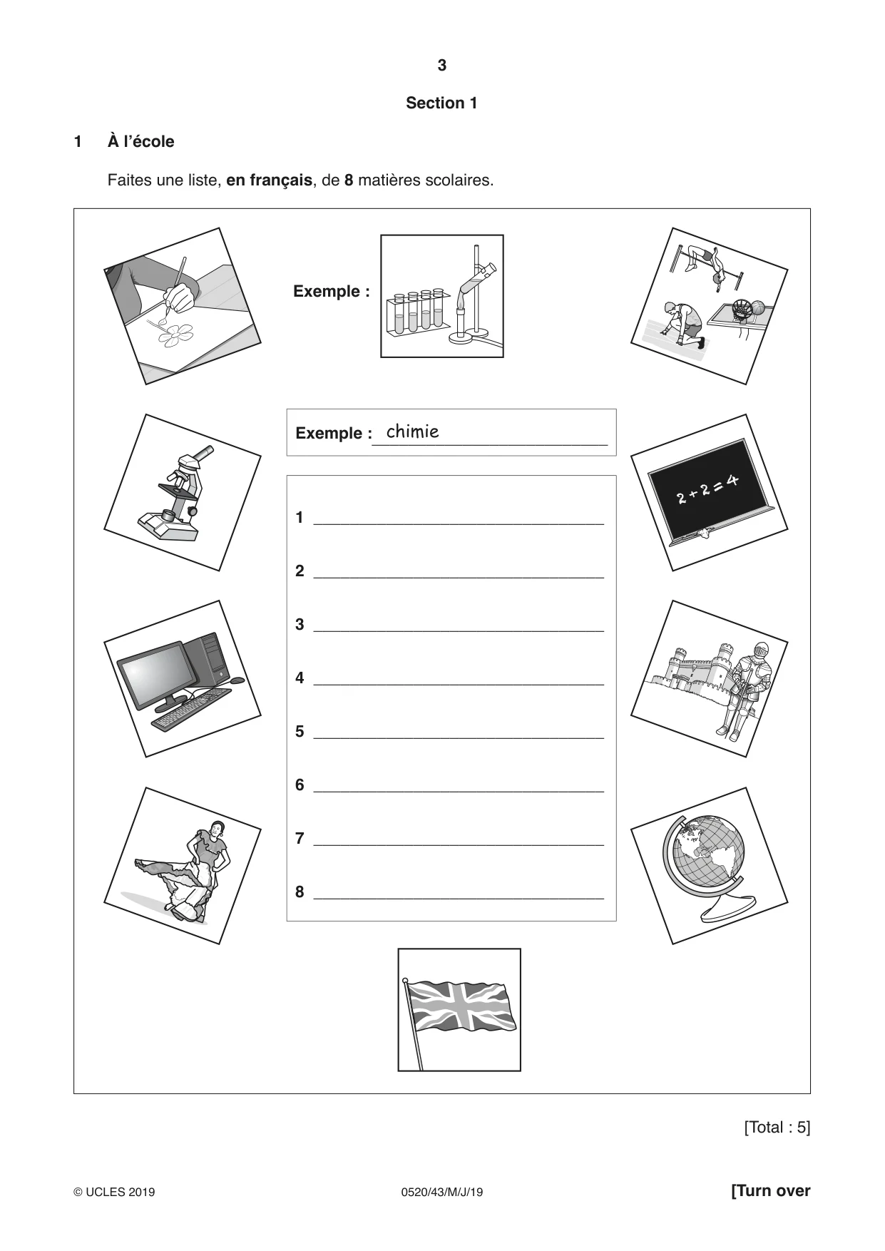 Cambridge IGCSE French - Foreign Language 0520 2019 May/June Paper 4 · Variant 3 question paper, page 3 of 8