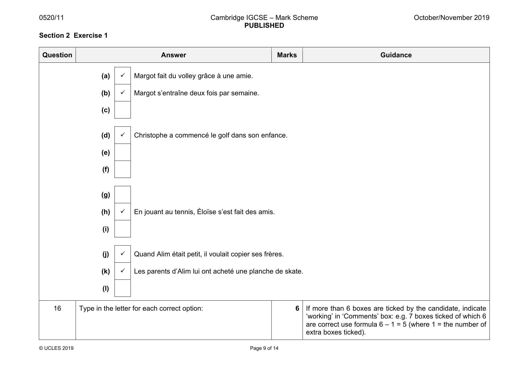 Mark scheme, page 9 of 14
