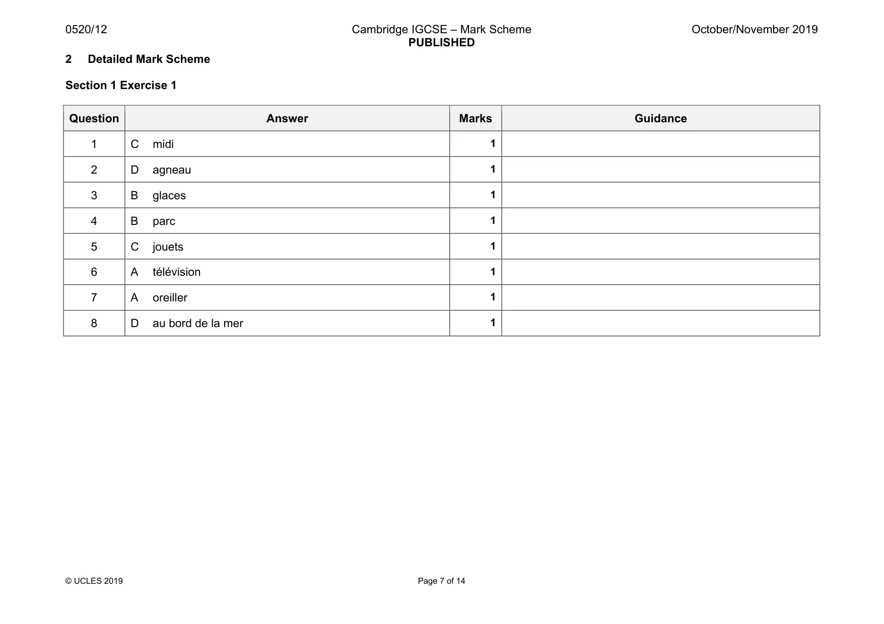 Mark scheme, page 7 of 14