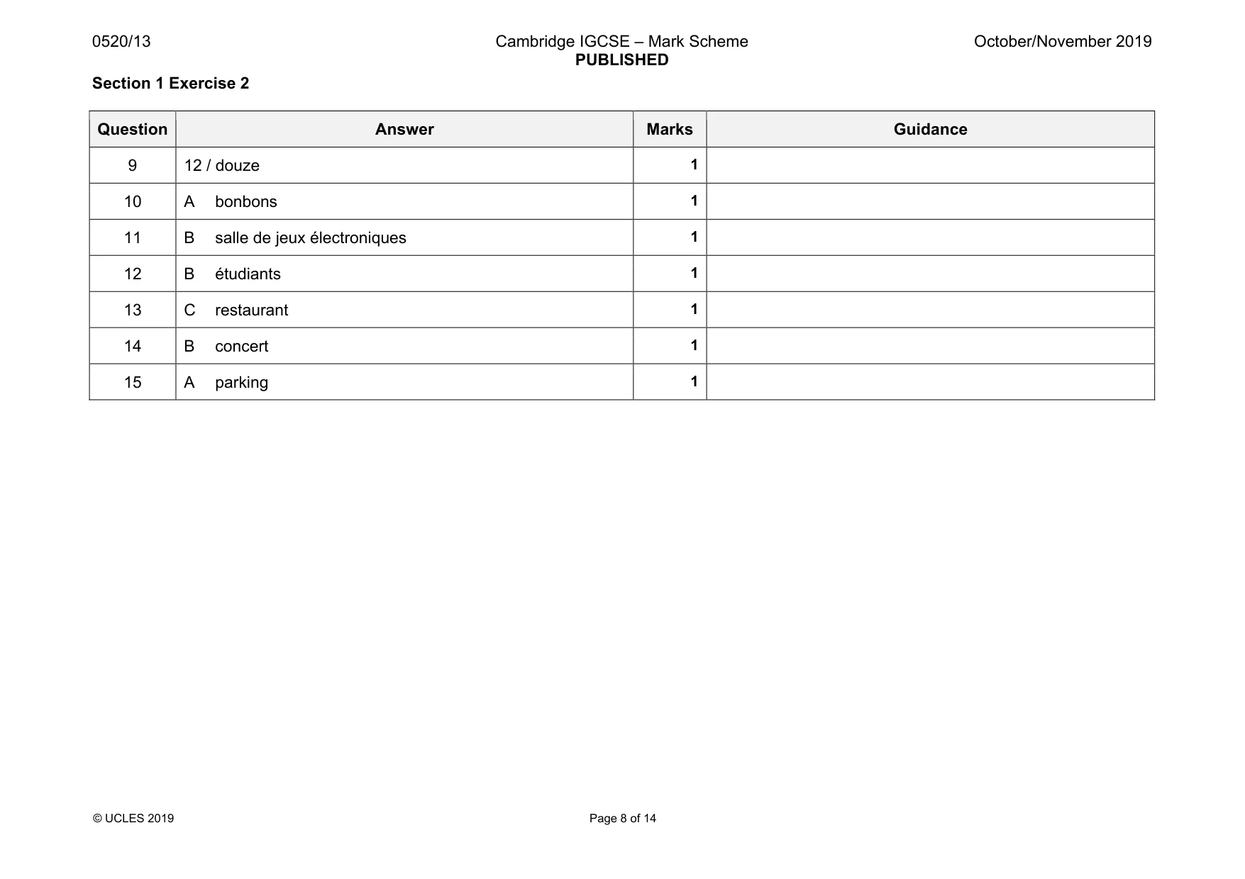 Mark scheme, page 8 of 14