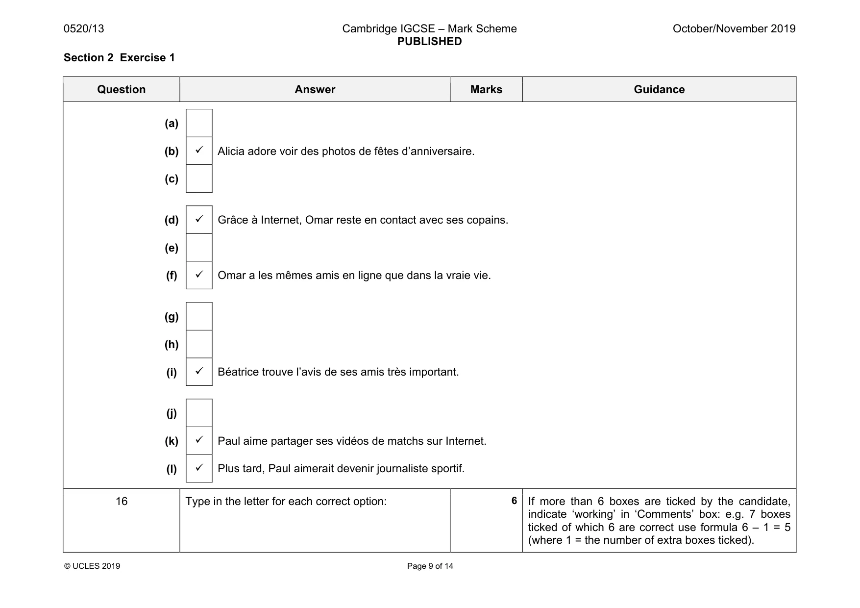 Mark scheme, page 9 of 14