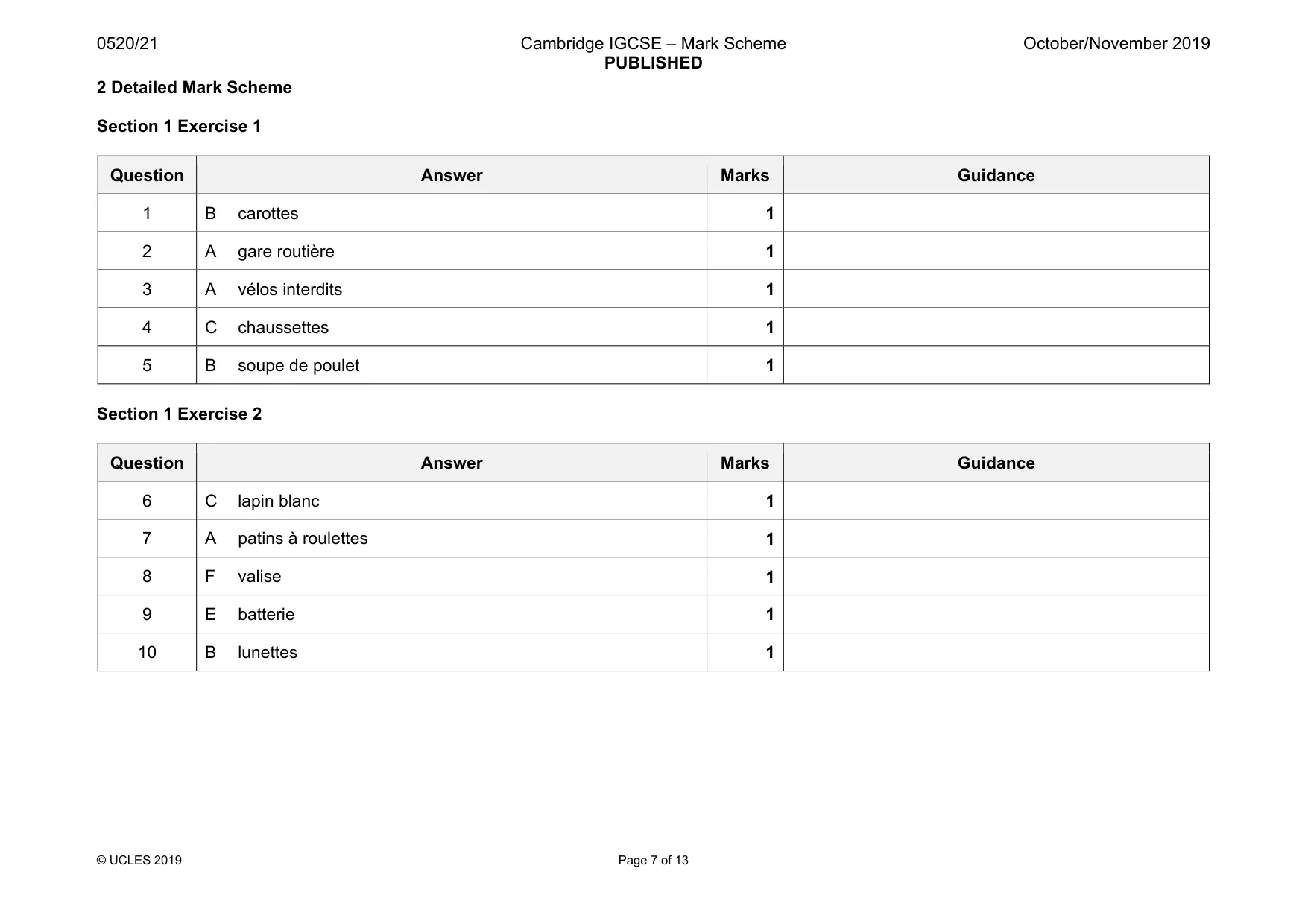 Mark scheme, page 7 of 13