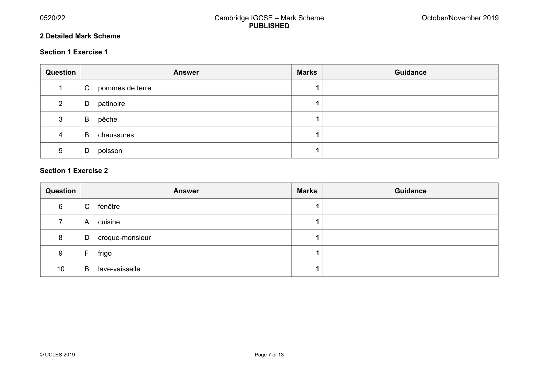 Mark scheme, page 7 of 13
