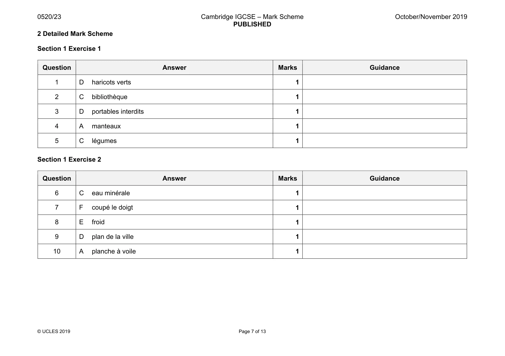 Mark scheme, page 7 of 13