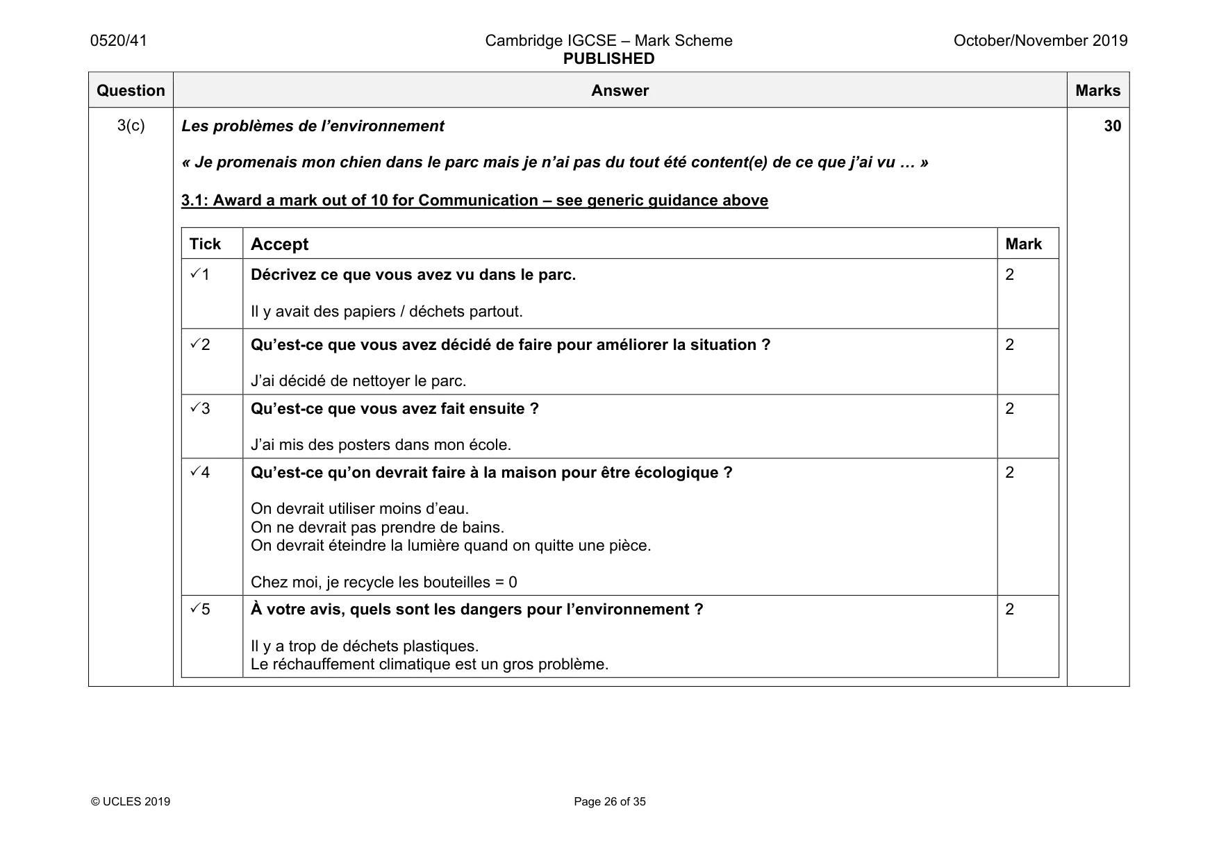 Mark scheme, page 26 of 35