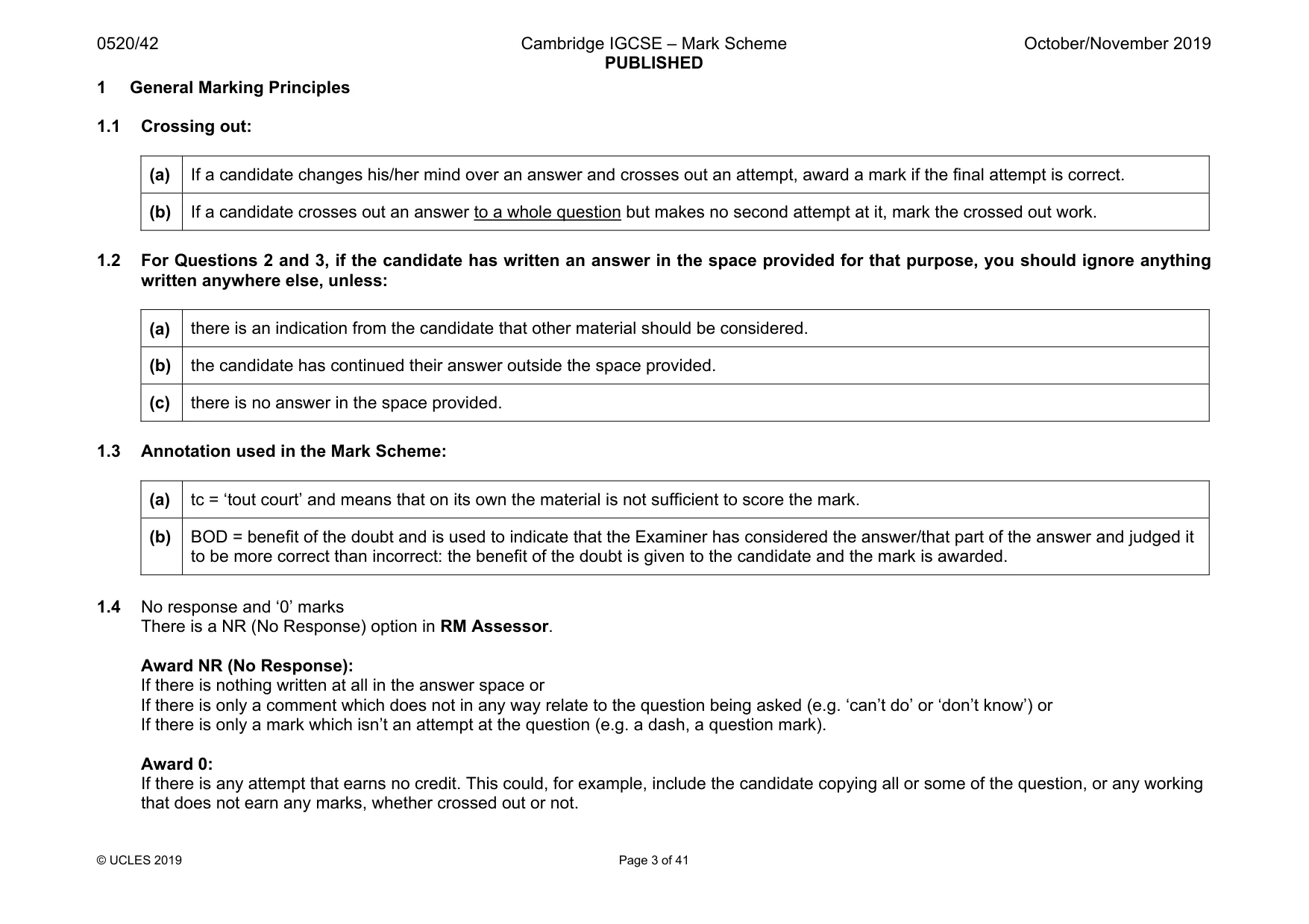 Mark scheme, page 3 of 41