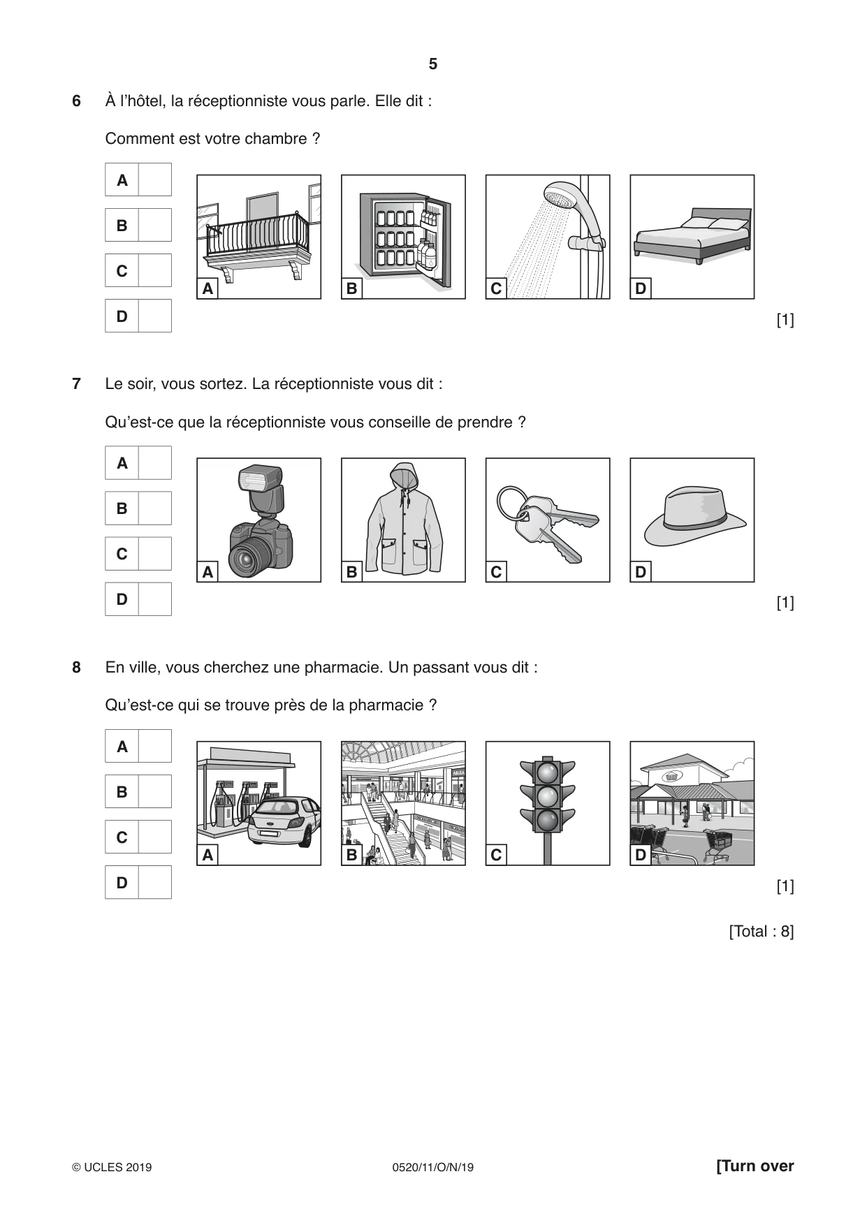 Cambridge IGCSE French - Foreign Language 0520 2019 Oct/Nov Paper 1 · Variant 1 question paper, page 5 of 12