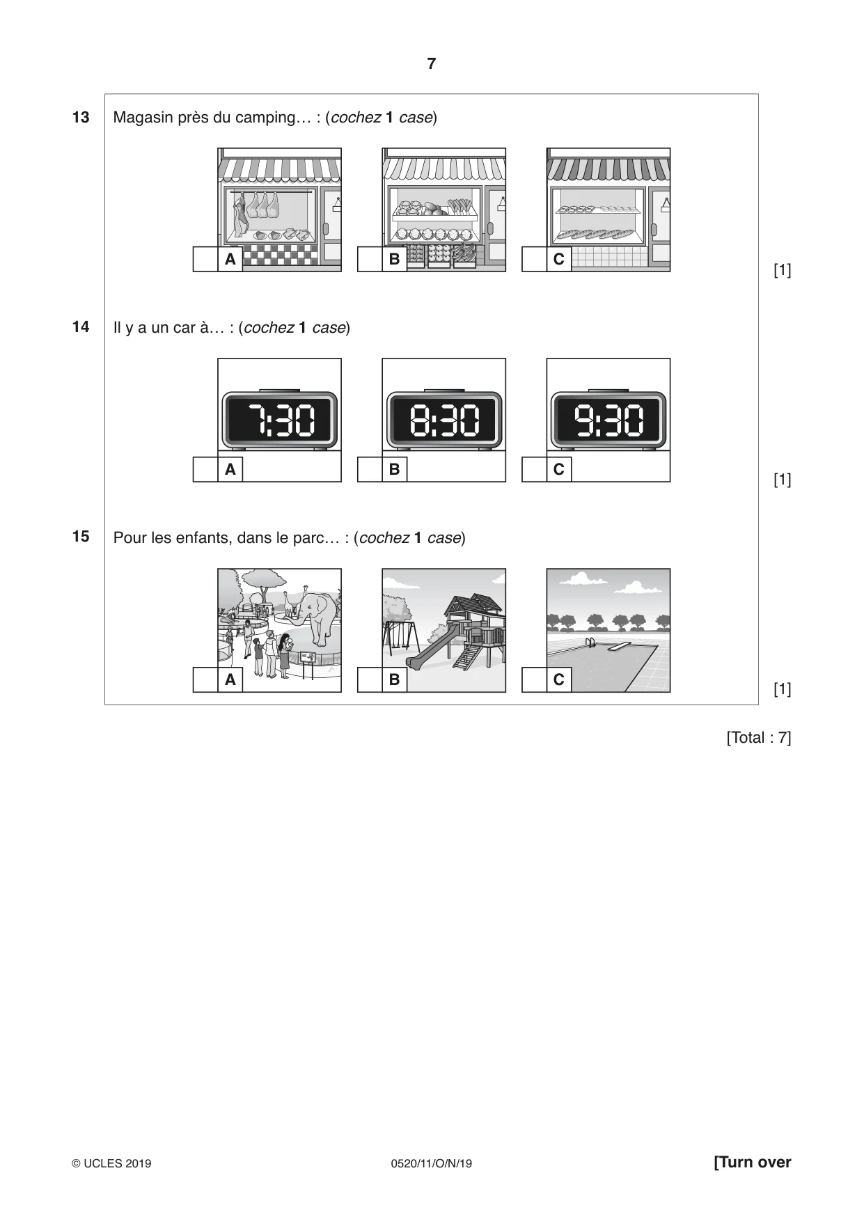 Cambridge IGCSE French - Foreign Language 0520 2019 Oct/Nov Paper 1 · Variant 1 question paper, page 7 of 12