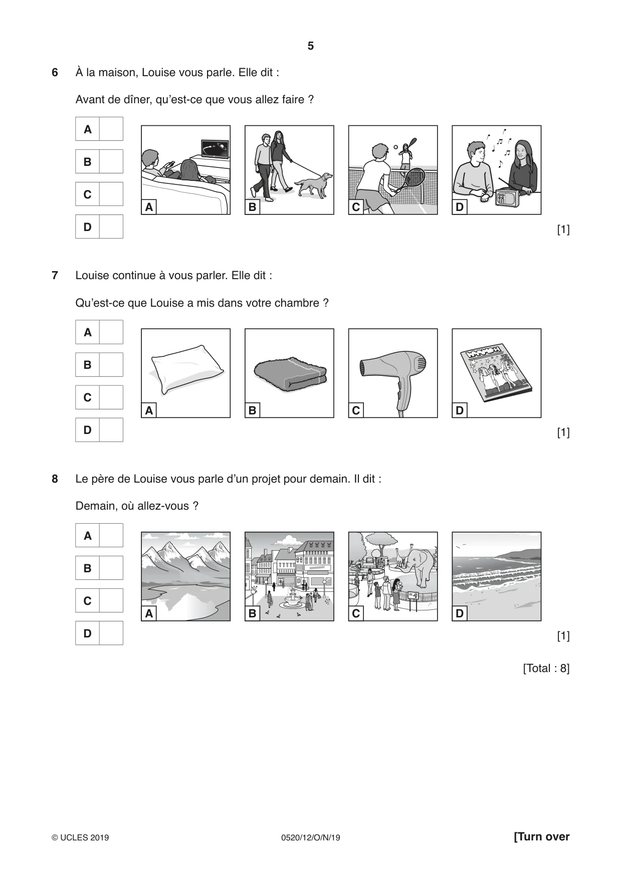 Cambridge IGCSE French - Foreign Language 0520 2019 Oct/Nov Paper 1 · Variant 2 question paper, page 5 of 12