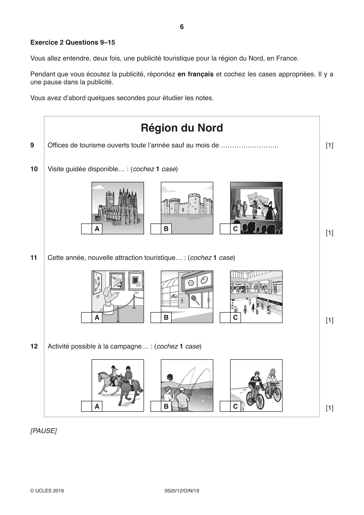 Cambridge IGCSE French - Foreign Language 0520 2019 Oct/Nov Paper 1 · Variant 2 question paper, page 6 of 12