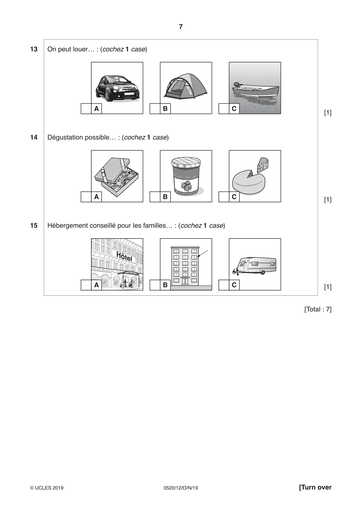 Cambridge IGCSE French - Foreign Language 0520 2019 Oct/Nov Paper 1 · Variant 2 question paper, page 7 of 12