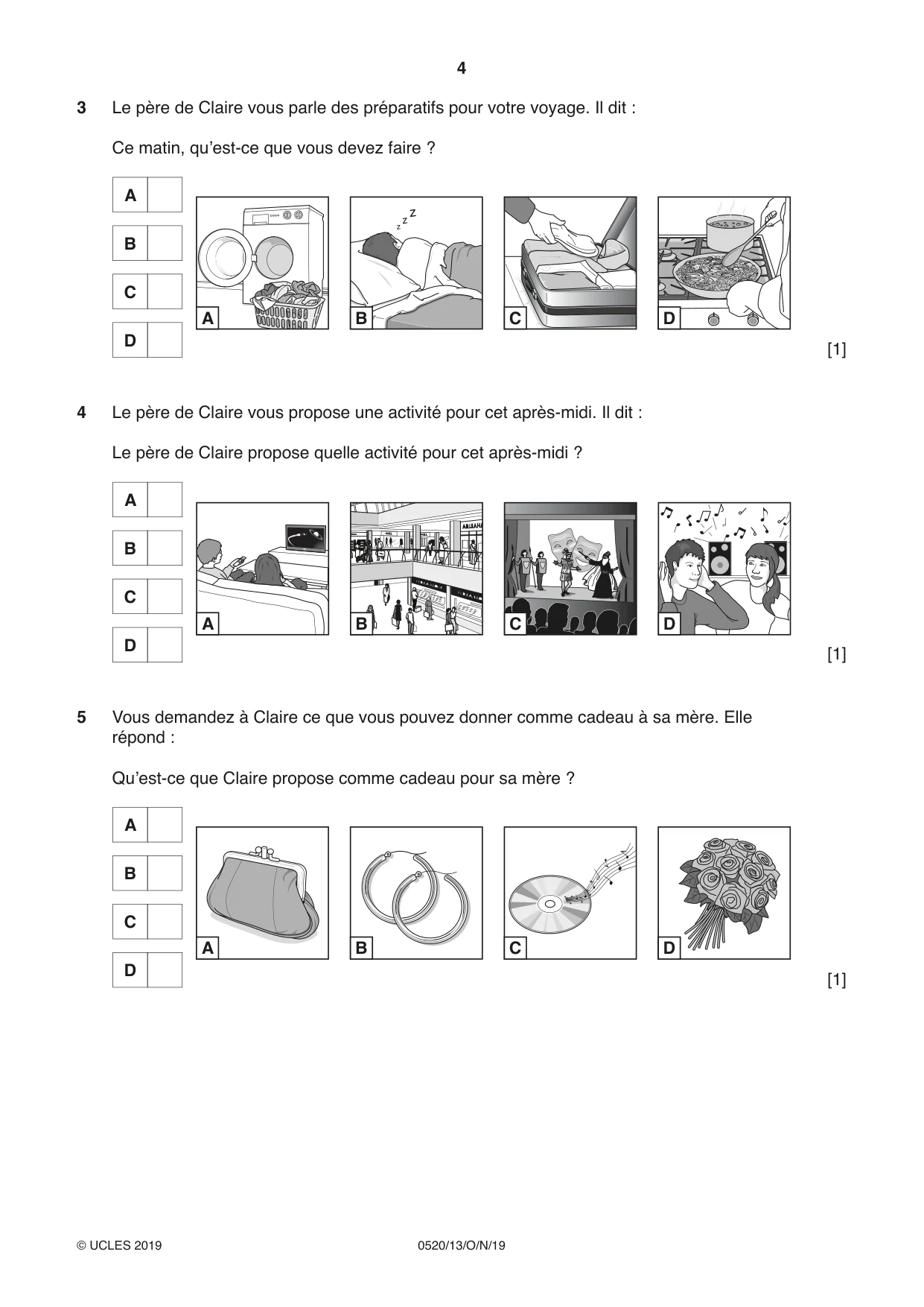 Cambridge IGCSE French - Foreign Language 0520 2019 Oct/Nov Paper 1 · Variant 3 question paper, page 4 of 12