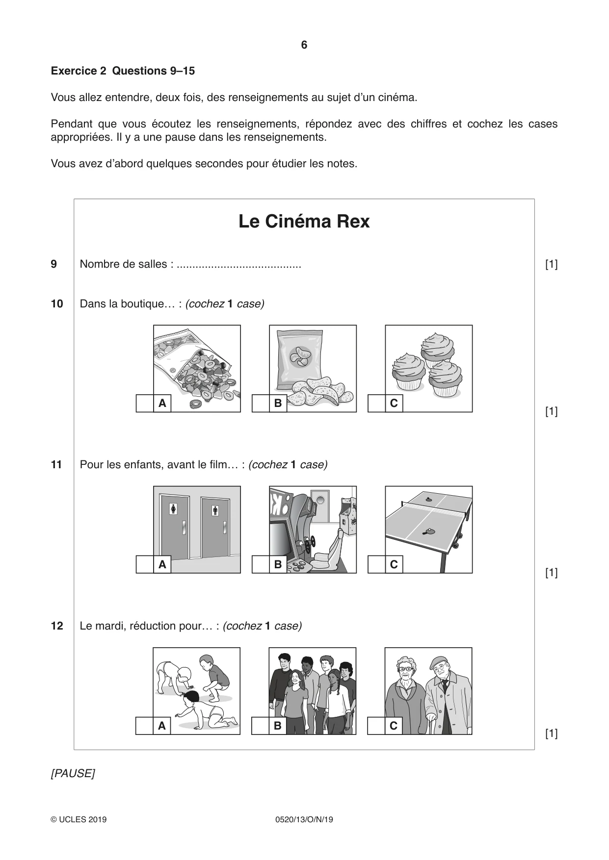 Cambridge IGCSE French - Foreign Language 0520 2019 Oct/Nov Paper 1 · Variant 3 question paper, page 6 of 12