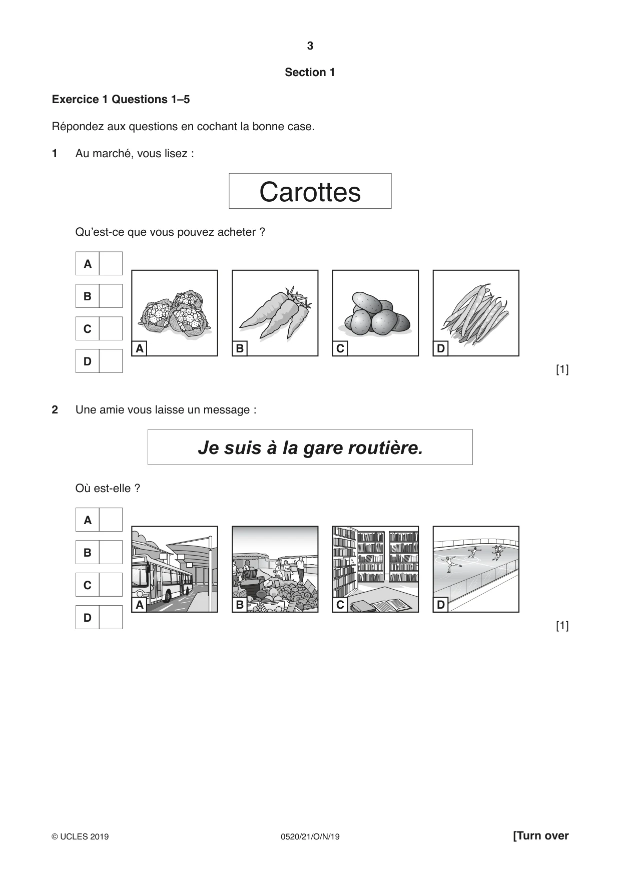 Cambridge IGCSE French - Foreign Language 0520 2019 Oct/Nov Paper 2 · Variant 1 question paper, page 3 of 16