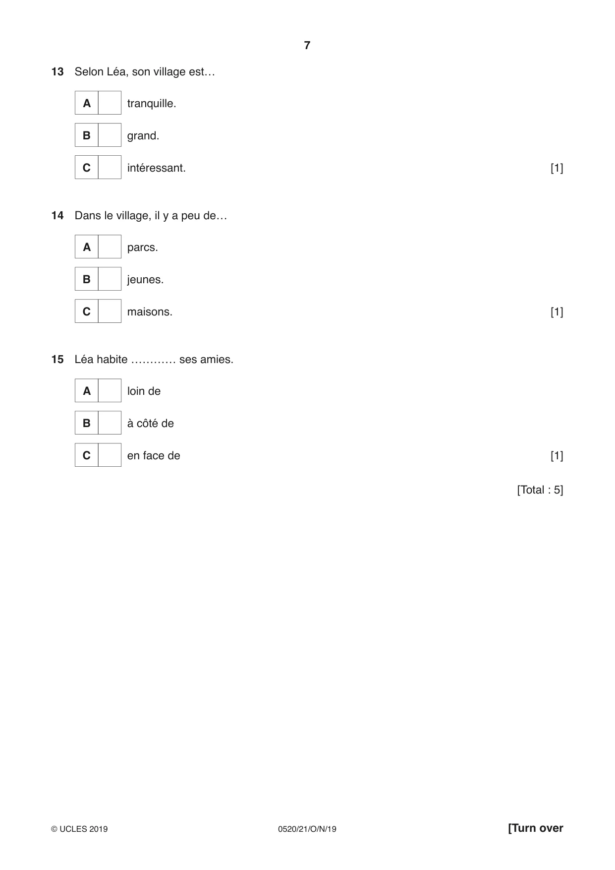 Cambridge IGCSE French - Foreign Language 0520 2019 Oct/Nov Paper 2 · Variant 1 question paper, page 7 of 16