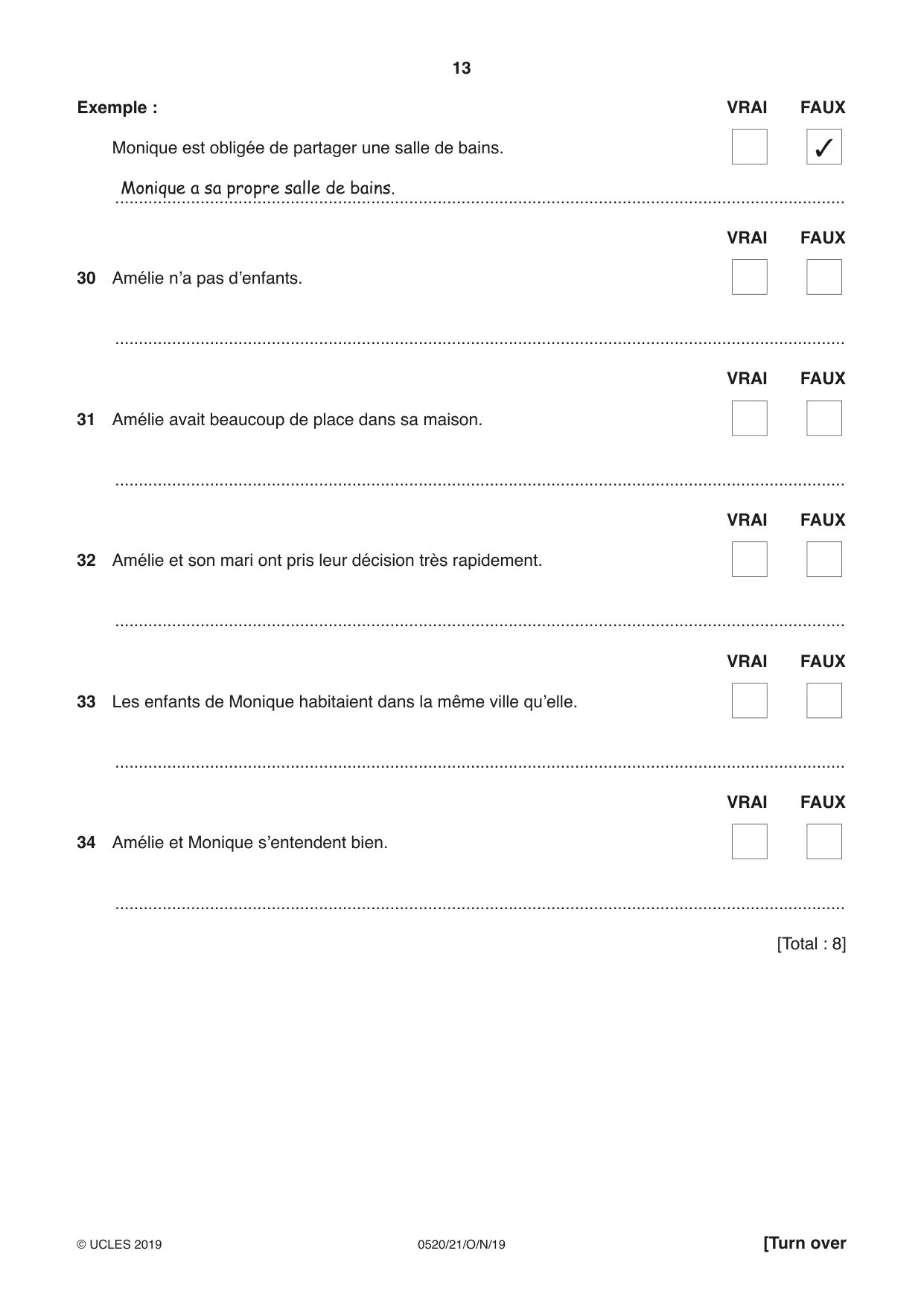 Cambridge IGCSE French - Foreign Language 0520 2019 Oct/Nov Paper 2 · Variant 1 question paper, page 13 of 16