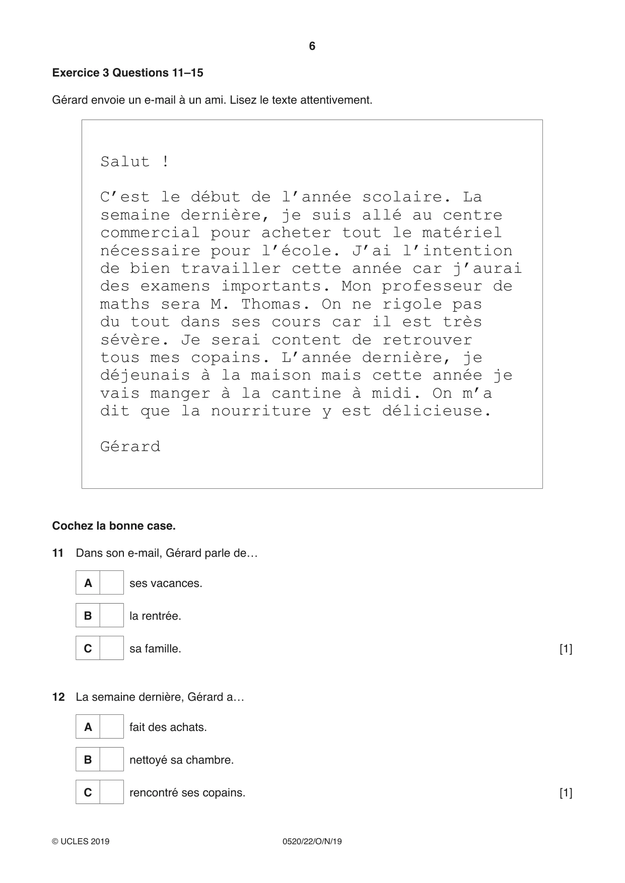 Cambridge IGCSE French - Foreign Language 0520 2019 Oct/Nov Paper 2 · Variant 2 question paper, page 6 of 16